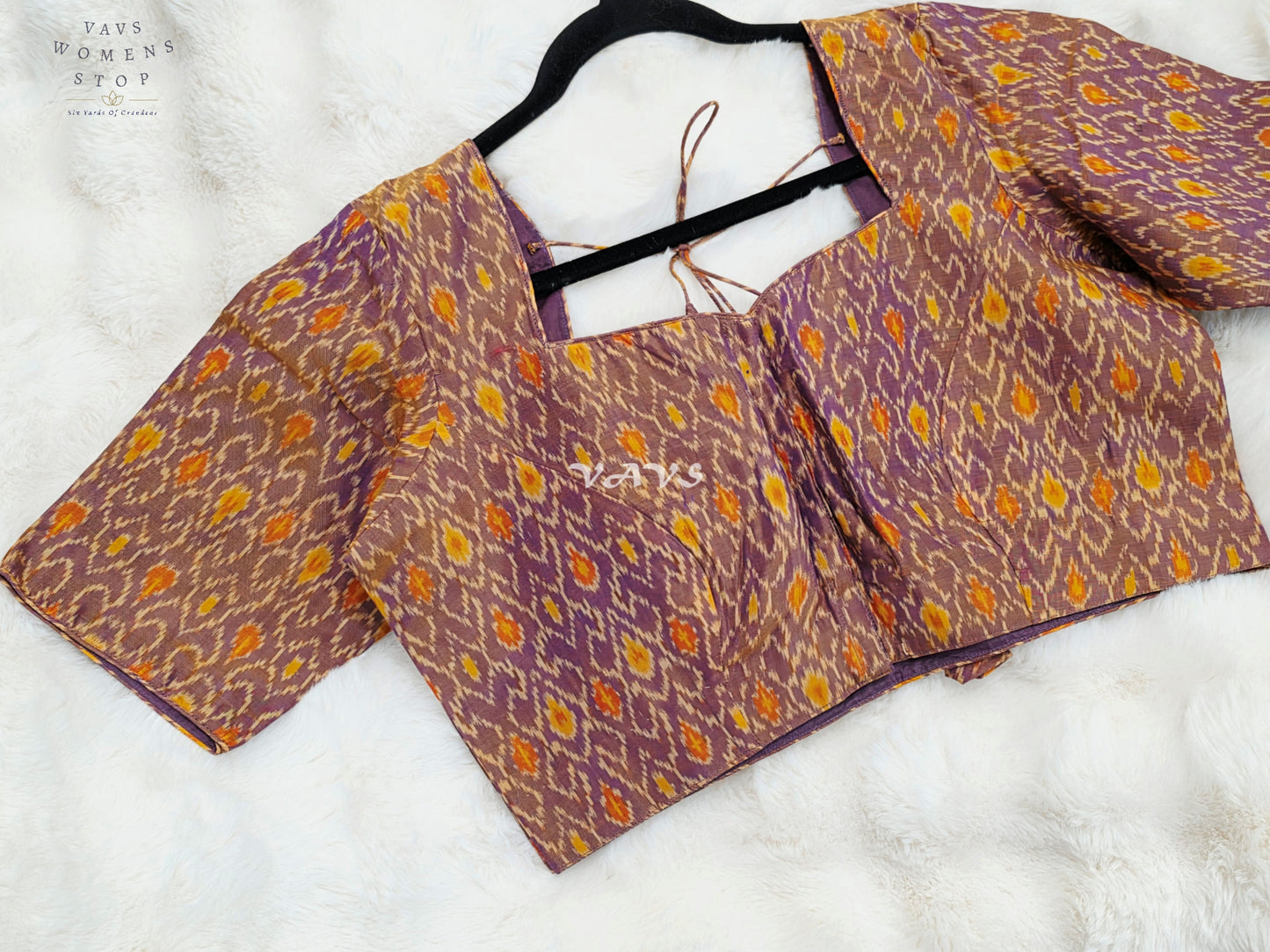 Royal Dusty Mauve & Marigold Gold Pure Sico Pochampally Ikat Designer Blouse