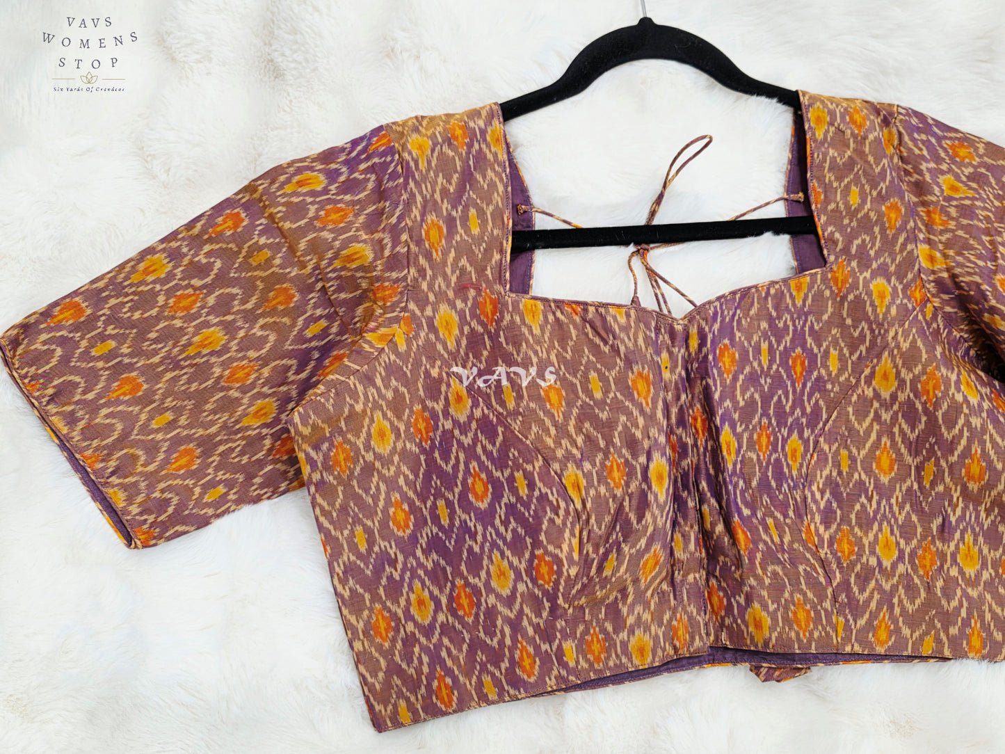 Royal Dusty Mauve & Marigold Gold Pure Sico Pochampally Ikat Designer Blouse