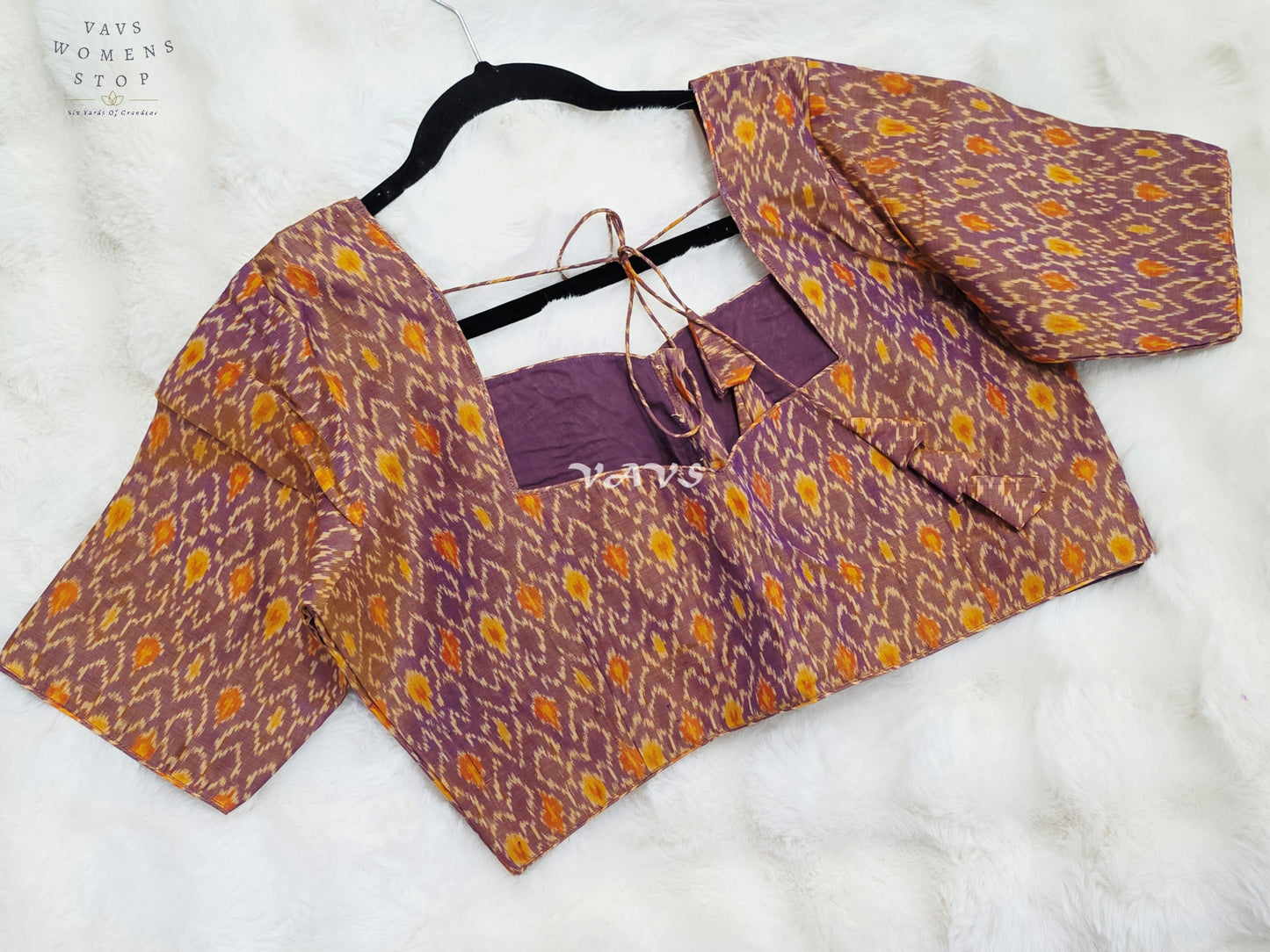 Royal Dusty Mauve & Marigold Gold Pure Sico Pochampally Ikat Designer Blouse