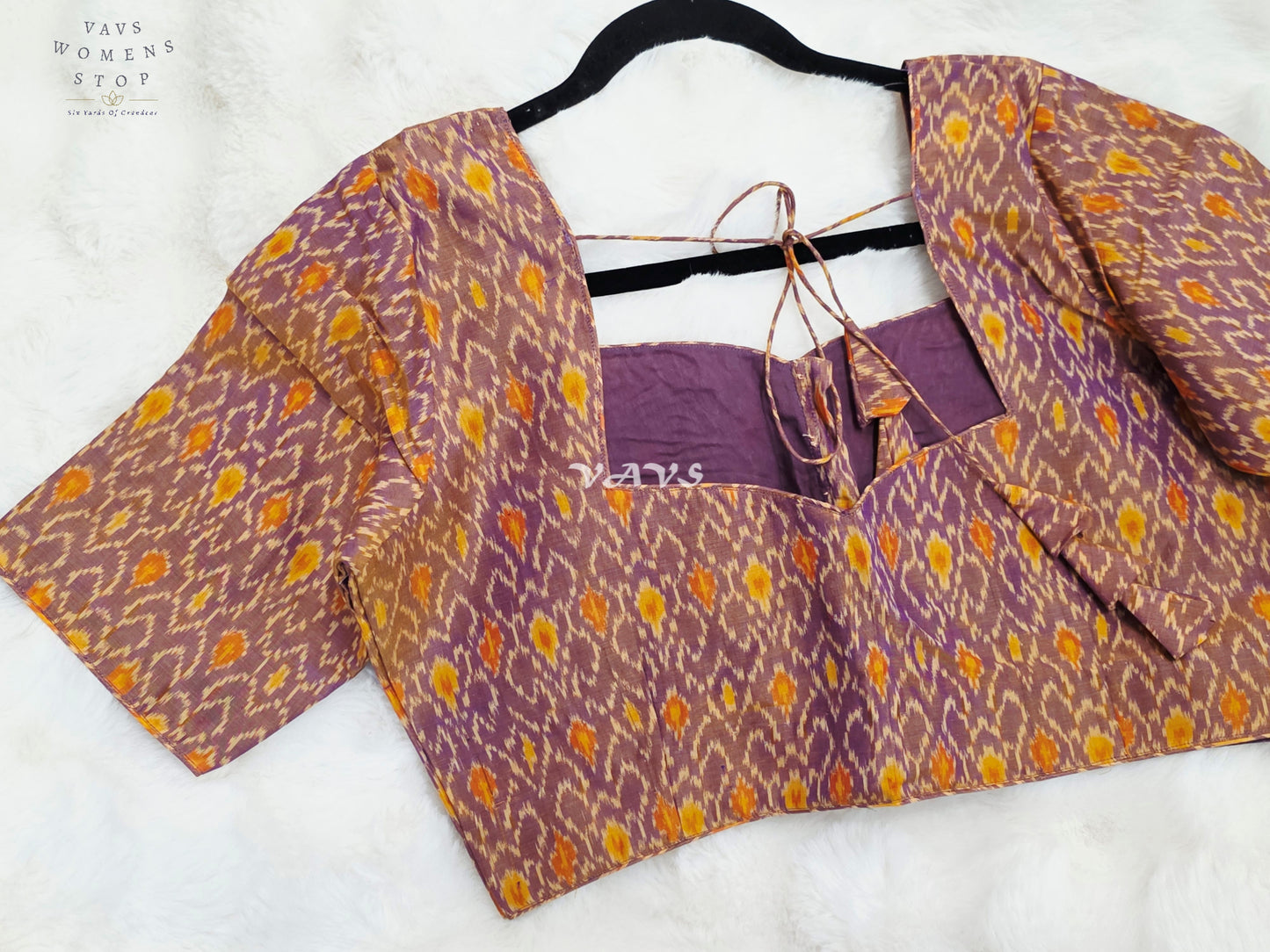 Royal Dusty Mauve & Marigold Gold Pure Sico Pochampally Ikat Designer Blouse