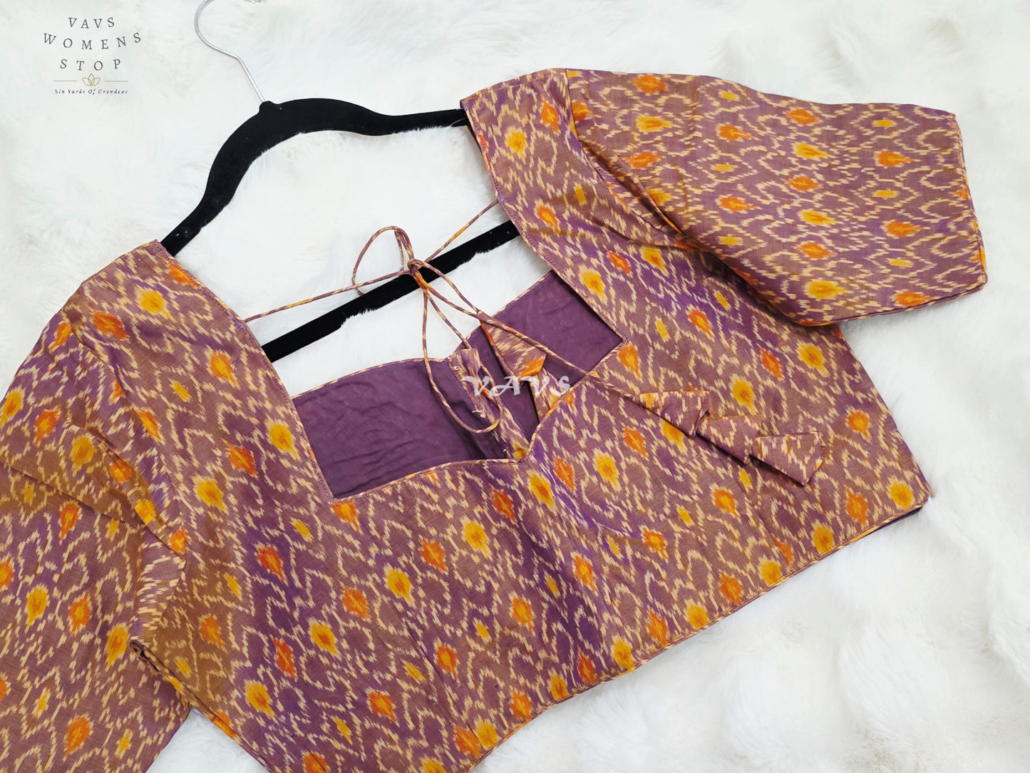 Royal Dusty Mauve & Marigold Gold Pure Sico Pochampally Ikat Designer Blouse