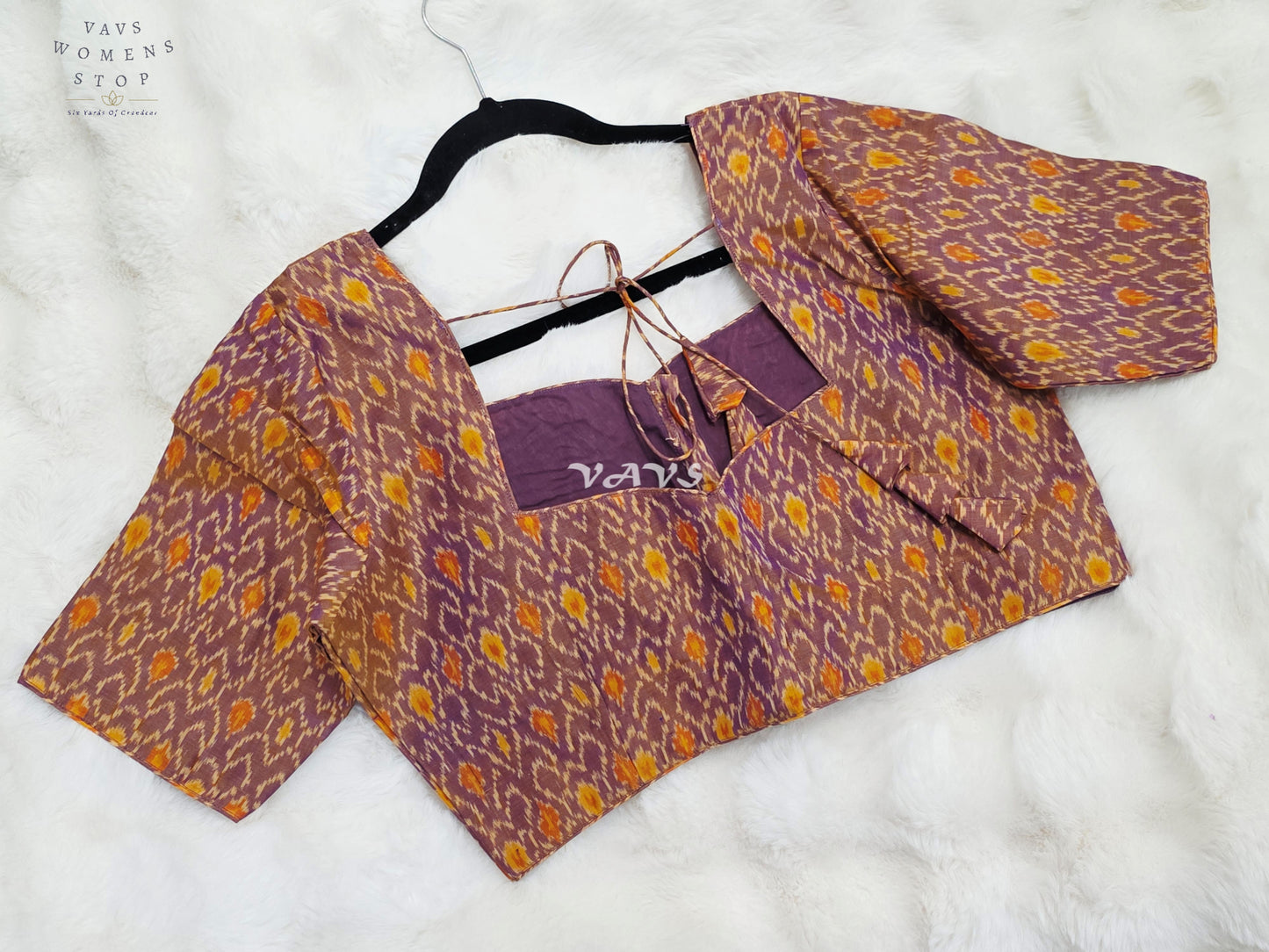 Royal Dusty Mauve & Marigold Gold Pure Sico Pochampally Ikat Designer Blouse