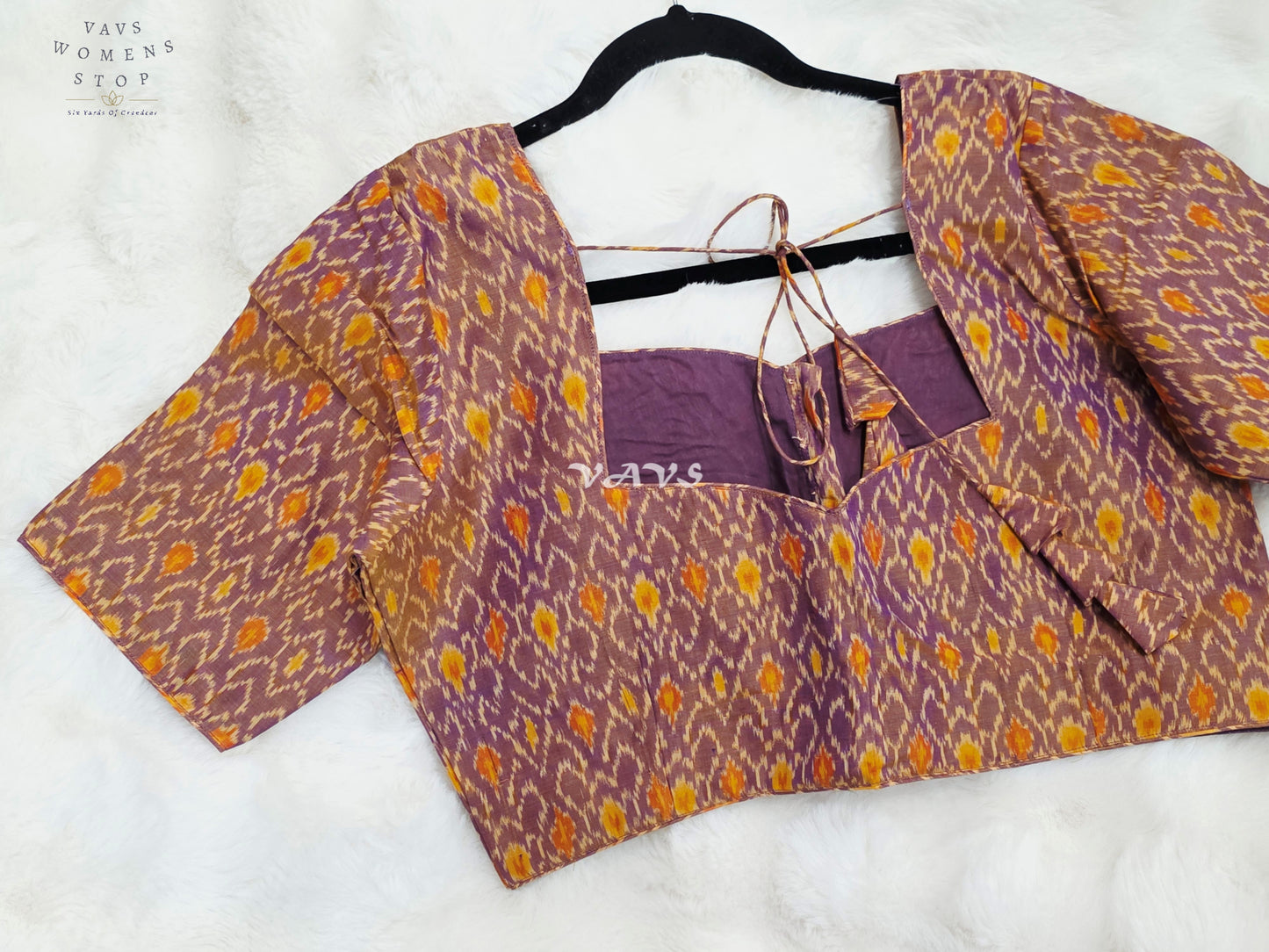 Royal Dusty Mauve & Marigold Gold Pure Sico Pochampally Ikat Designer Blouse