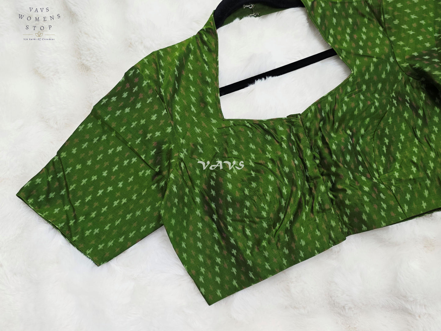Royal Emerald Forest Green Pure Sico Pochampally Ikat Designer Blouse