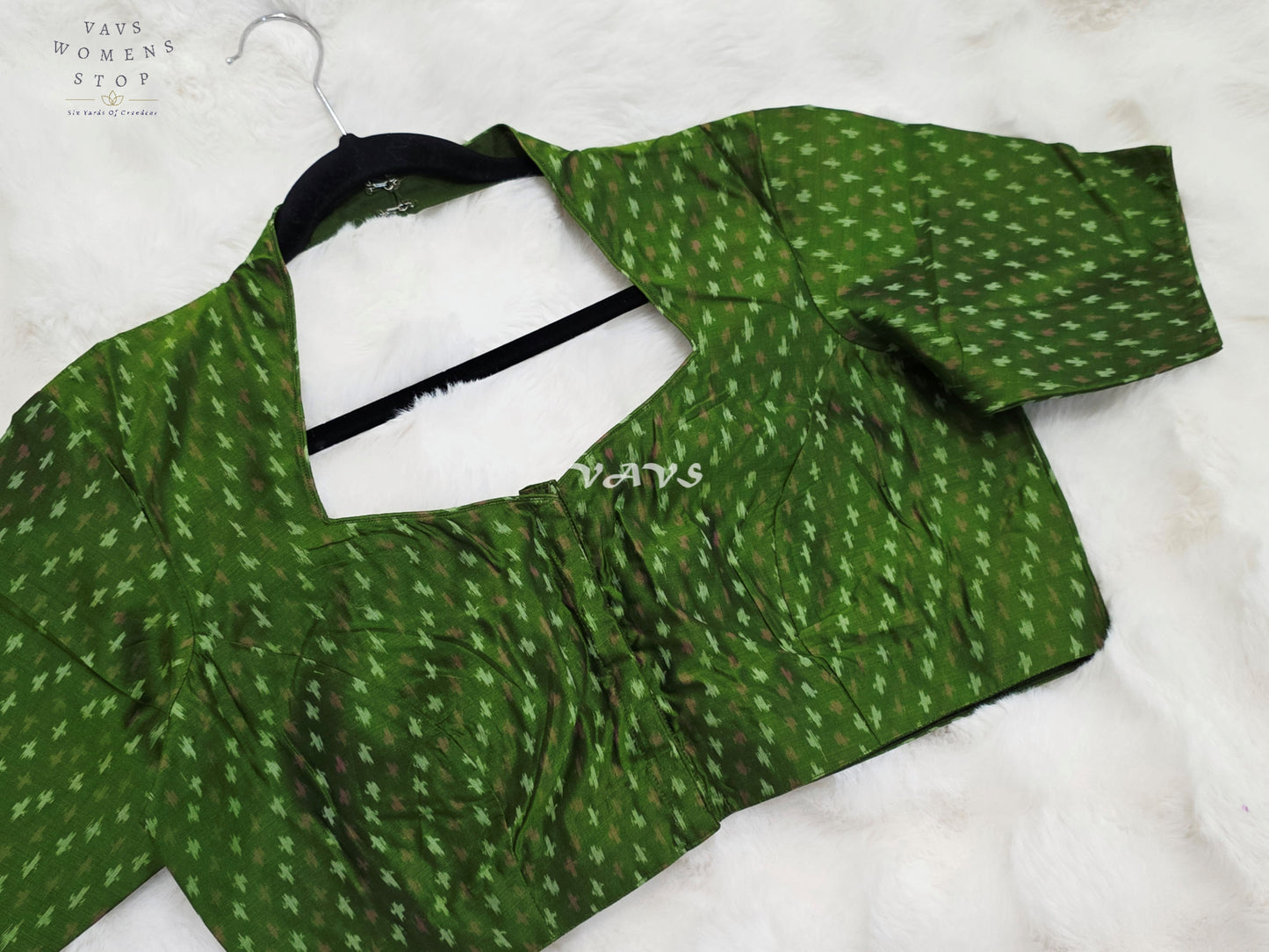 Royal Emerald Forest Green Pure Sico Pochampally Ikat Designer Blouse