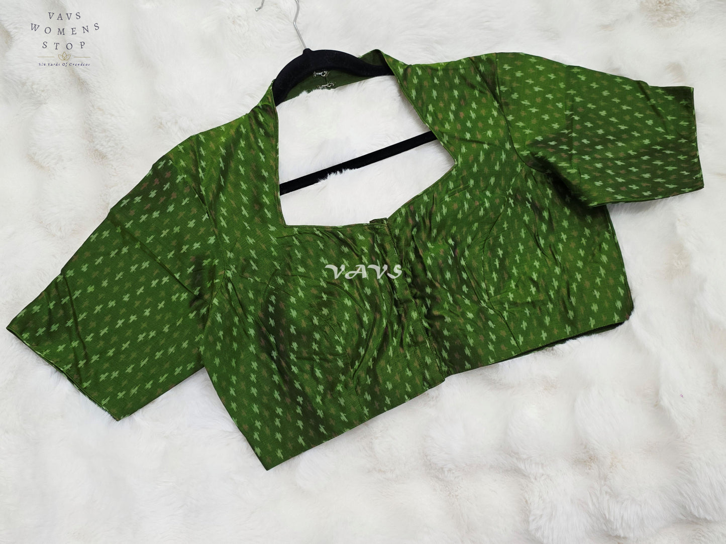 Royal Emerald Forest Green Pure Sico Pochampally Ikat Designer Blouse