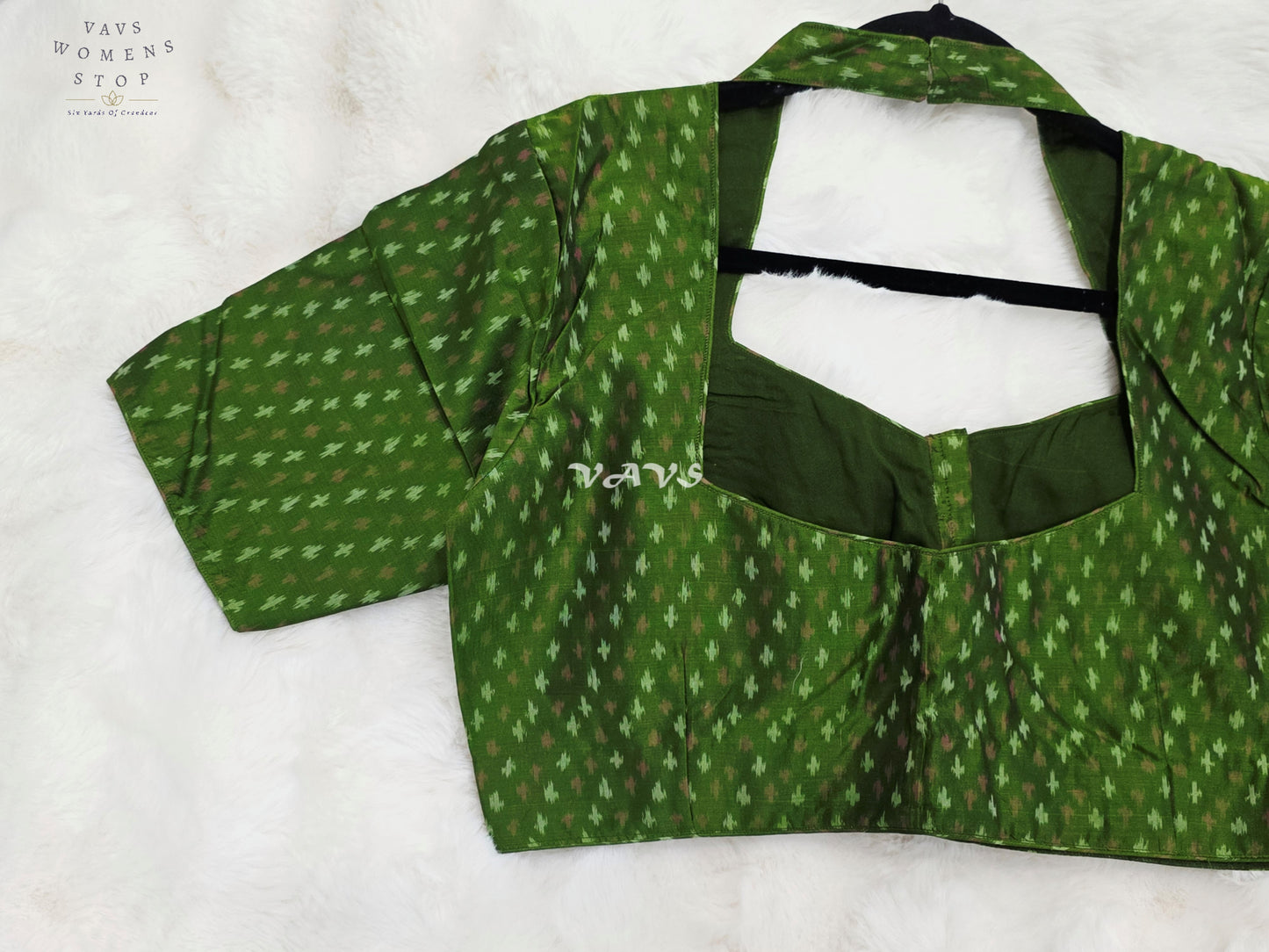 Royal Emerald Forest Green Pure Sico Pochampally Ikat Designer Blouse