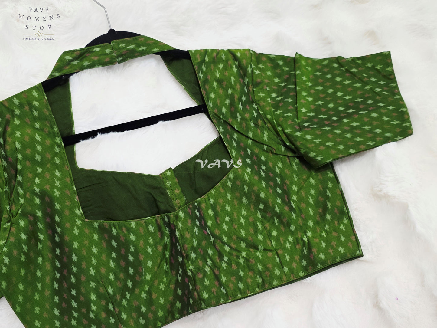 Royal Emerald Forest Green Pure Sico Pochampally Ikat Designer Blouse