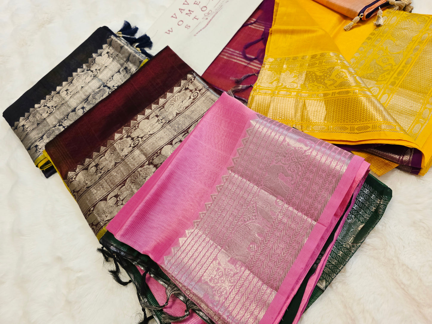 Mangalagiri Handloom Silk Cotton Sarees with Blouse Pieces – 5-Piece Set