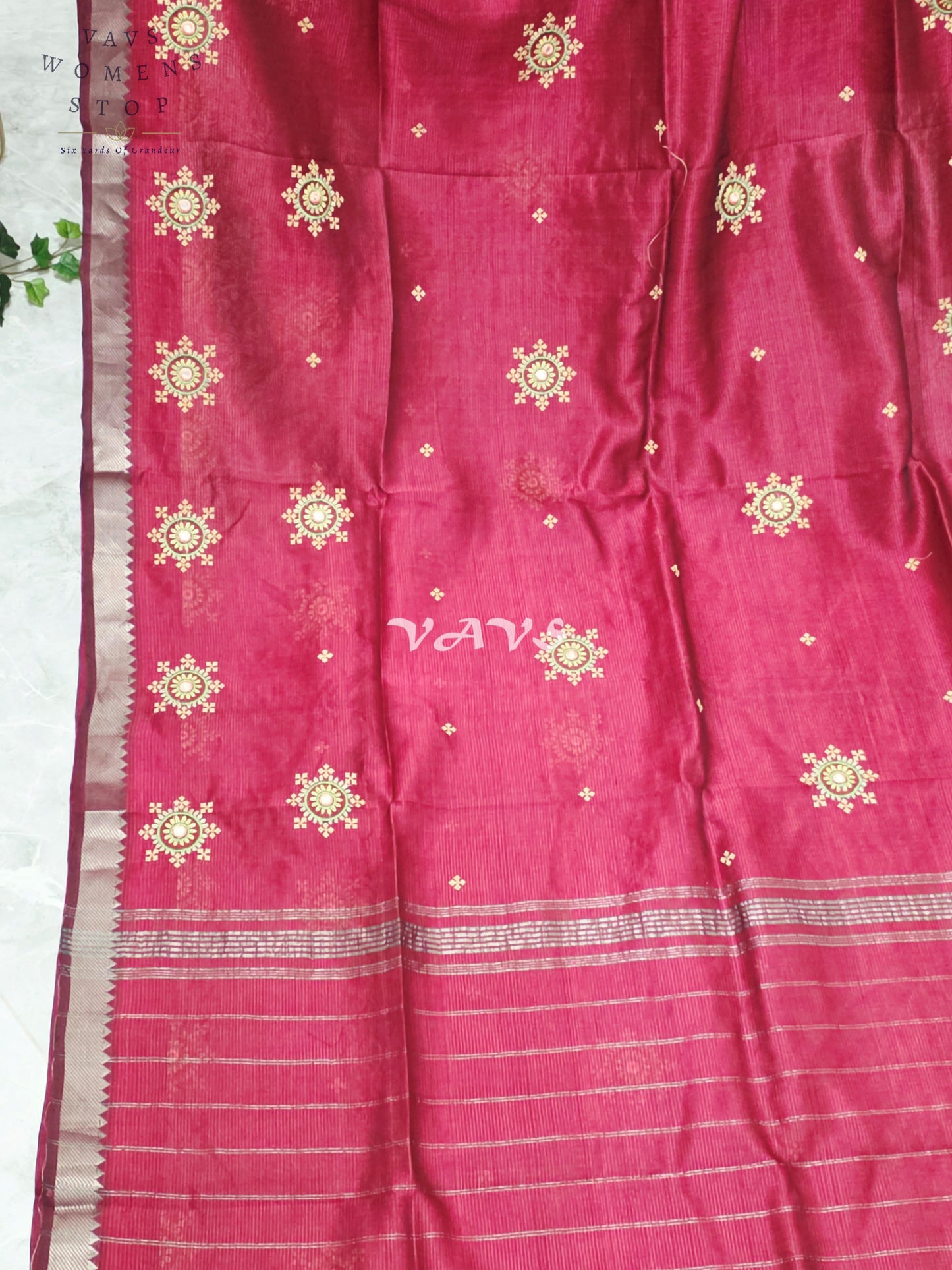 Regal Maroon Kutch Embroidery Mangalagiri Silk Cotton Handloom Saree with Stitched Blouse Size 38-44