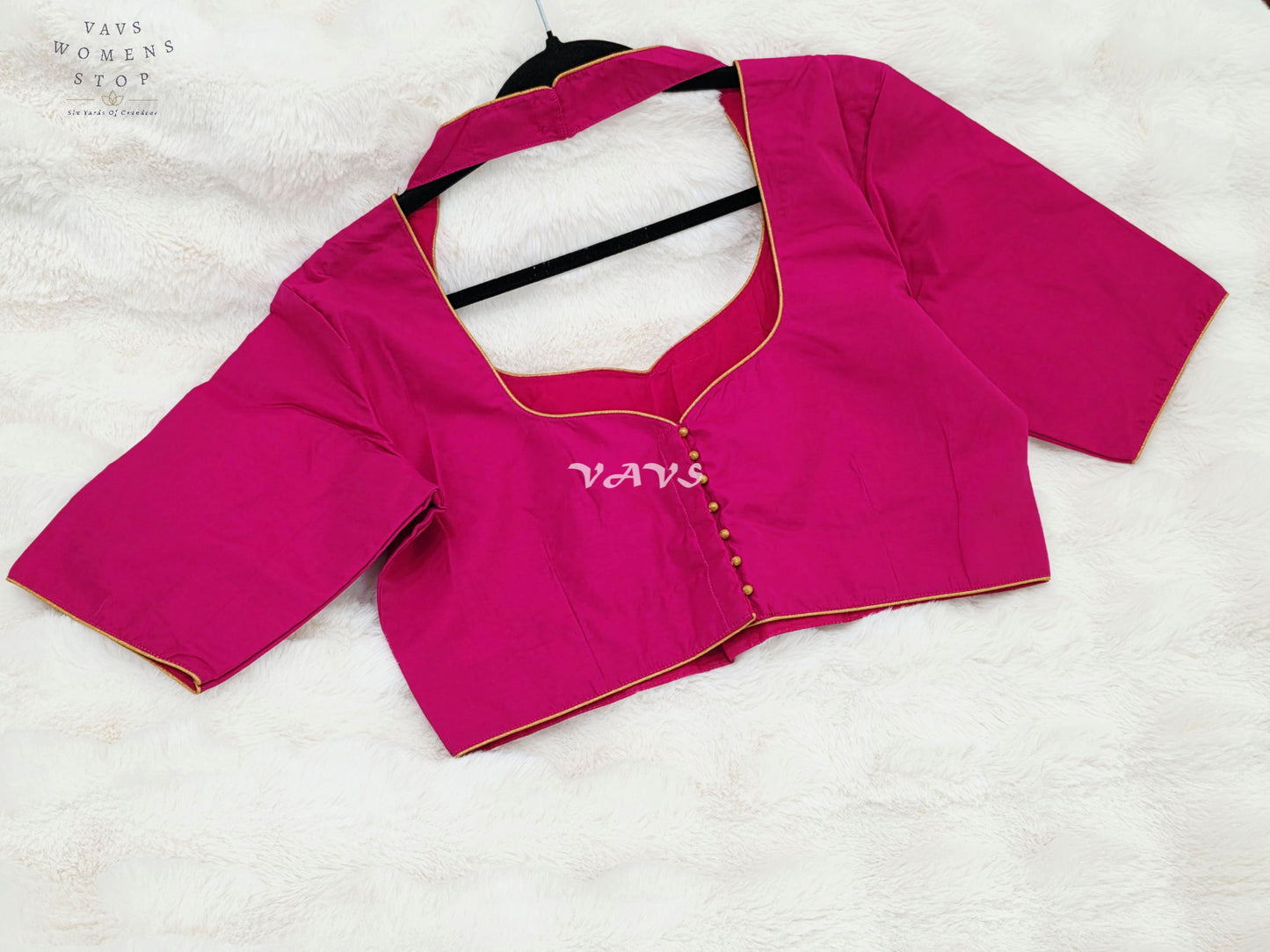 Regal Rani Fuchsia Pink Jasmine Silk Stitched Saree Blouse | Size 40-46