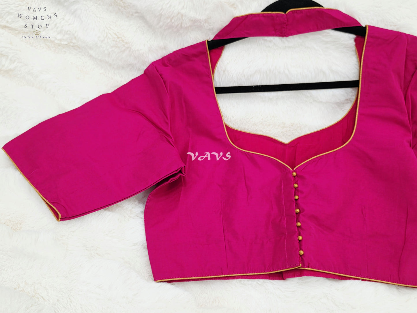 Regal Rani Fuchsia Pink Jasmine Silk Stitched Saree Blouse | Size 40-46