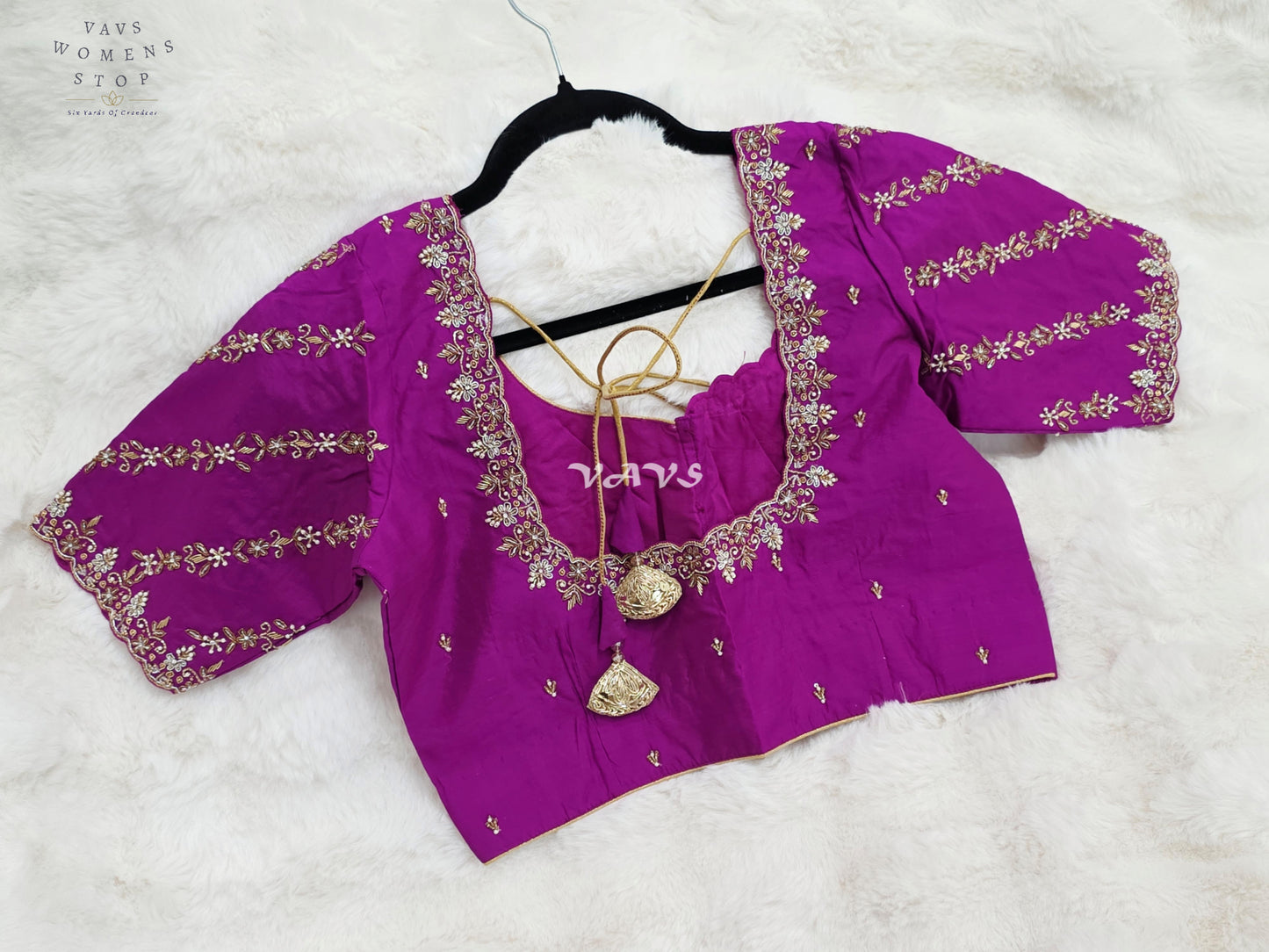 Regal Rani Magenta Hand Embroidered Maggam Work Blouse | Size 36-42