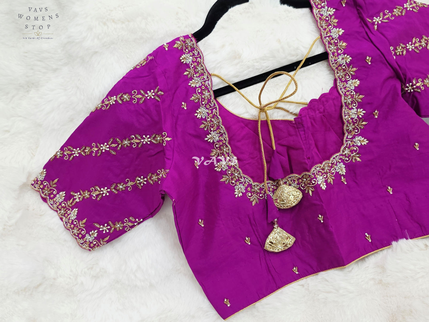 Regal Rani Magenta Hand Embroidered Maggam Work Blouse | Size 36-42