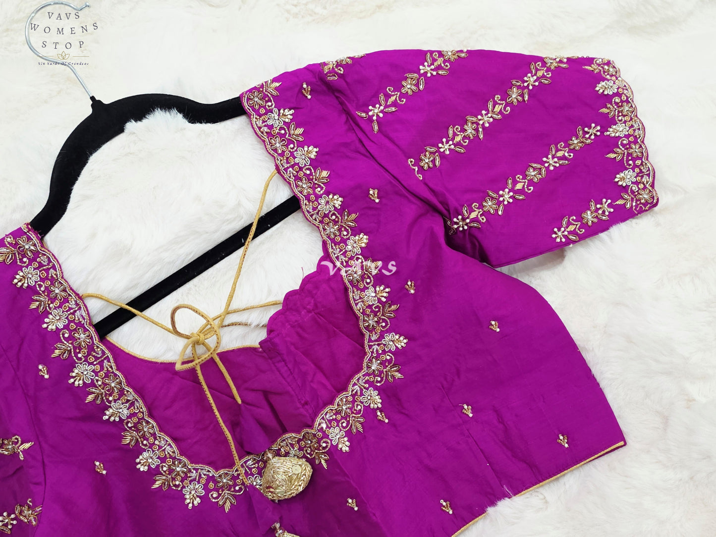 Regal Rani Magenta Hand Embroidered Maggam Work Blouse | Size 36-42