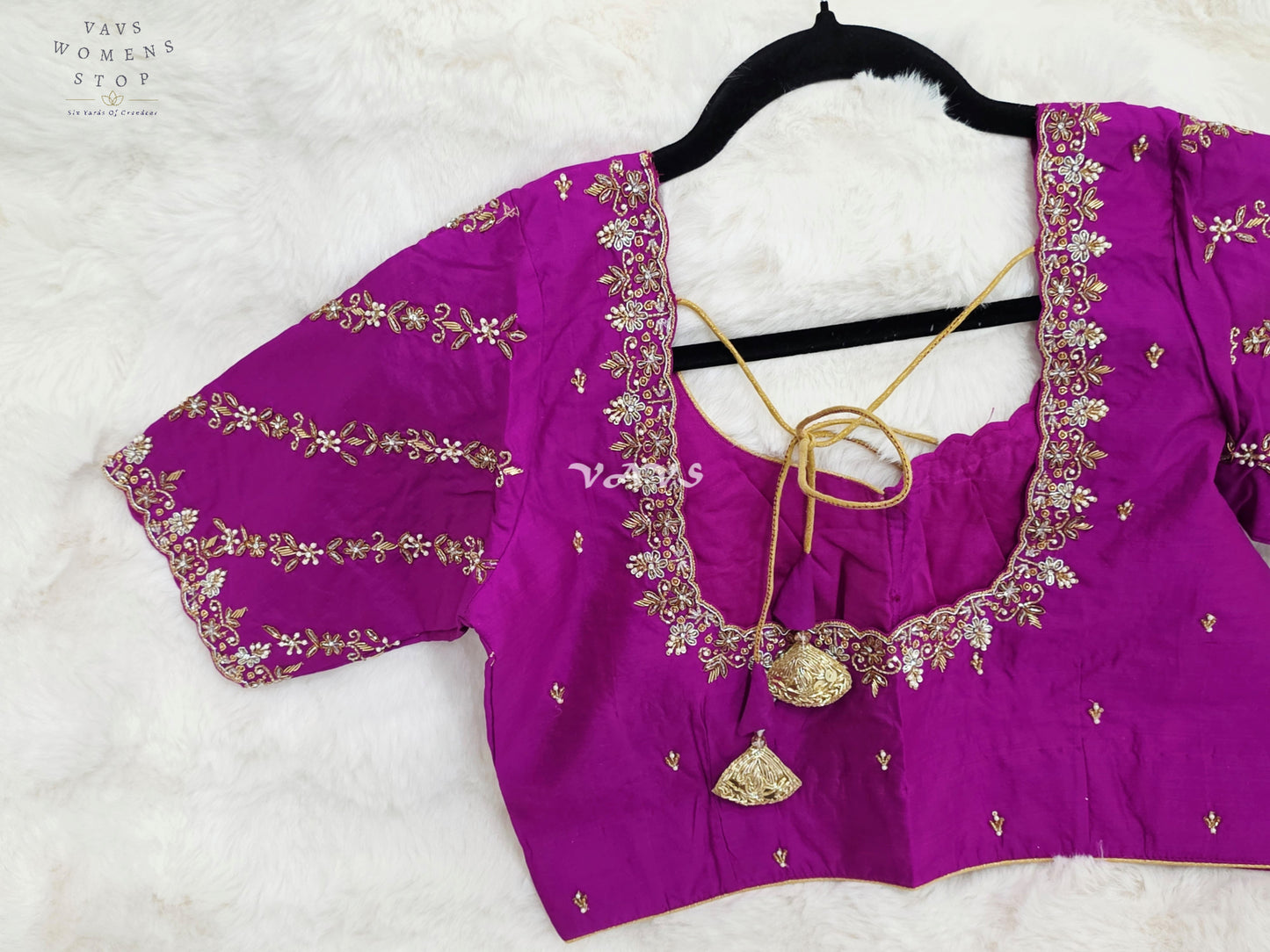 Regal Rani Magenta Hand Embroidered Maggam Work Blouse | Size 36-42