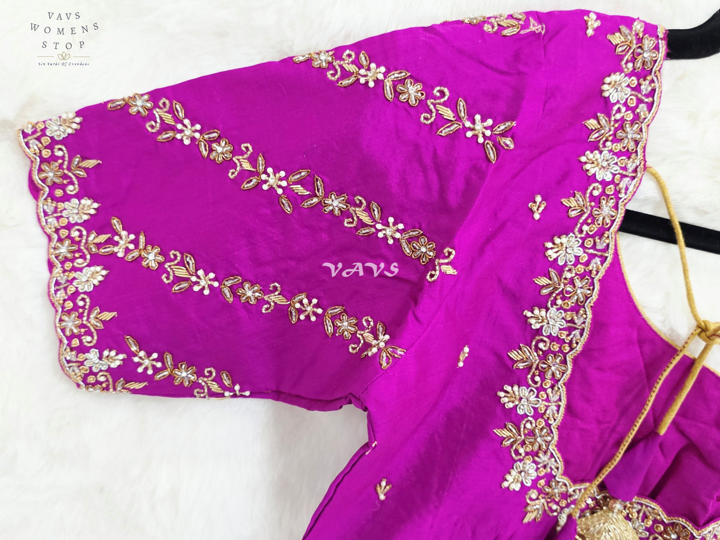 Regal Rani Magenta Hand Embroidered Maggam Work Blouse | Size 36-42