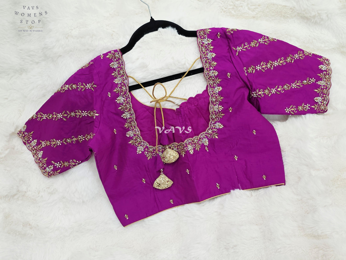 Regal Rani Magenta Hand Embroidered Maggam Work Blouse | Size 36-42
