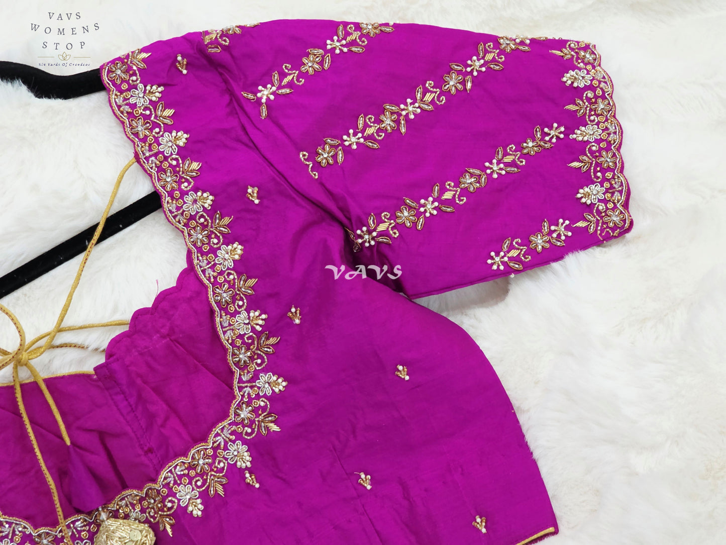 Regal Rani Magenta Hand Embroidered Maggam Work Blouse | Size 36-42