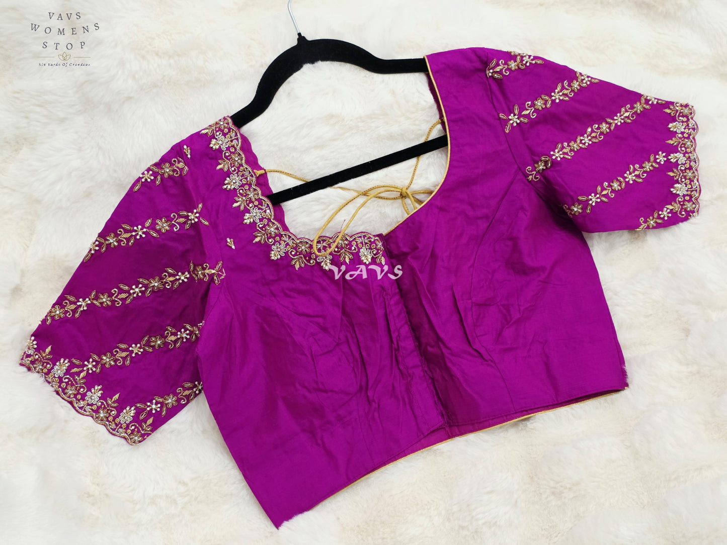 Regal Rani Magenta Hand Embroidered Maggam Work Blouse | Size 36-42