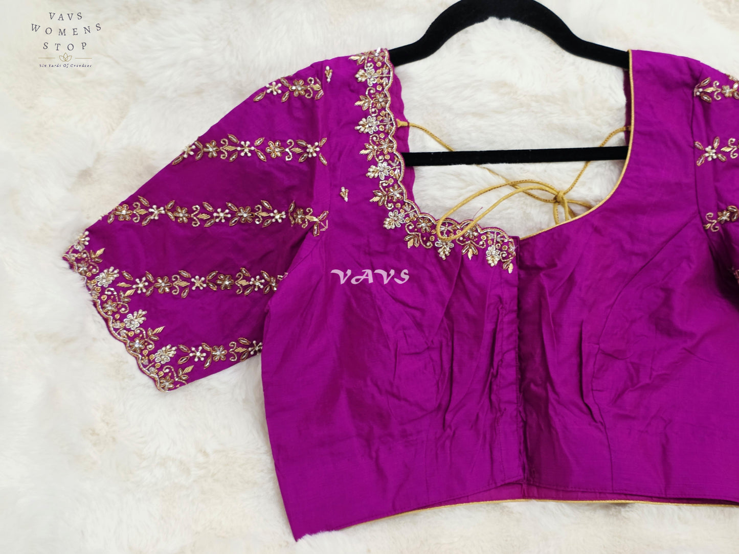 Regal Rani Magenta Hand Embroidered Maggam Work Blouse | Size 36-42