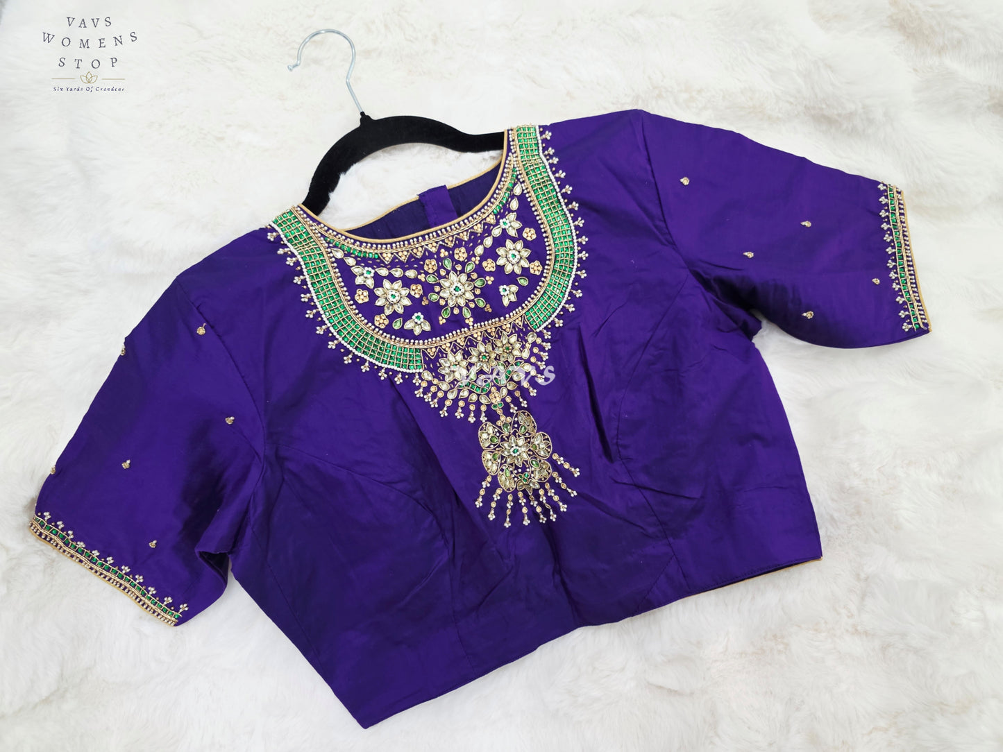 Royal Amethyst Pure Jasmine Silk Jewellery Maggam Work Blouse | 38-44