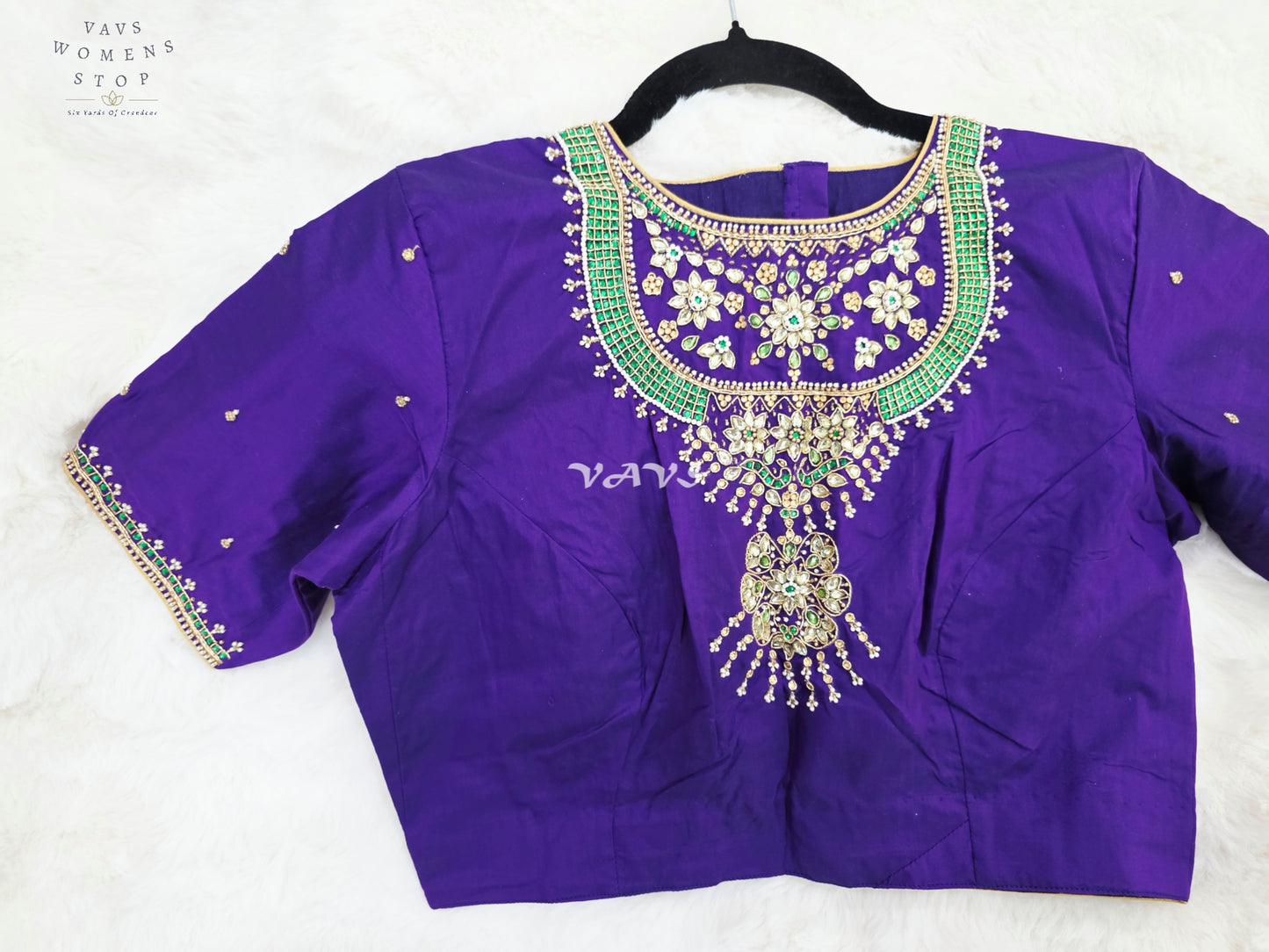 Royal Amethyst Pure Jasmine Silk Jewellery Maggam Work Blouse | 38-44