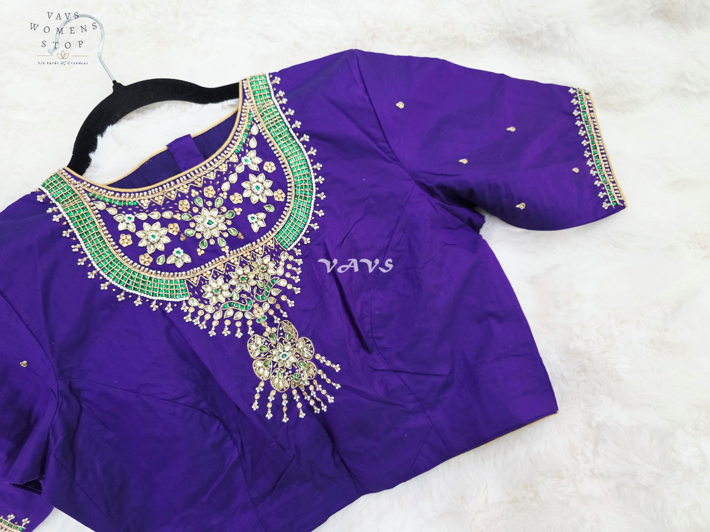 Royal Amethyst Pure Jasmine Silk Jewellery Maggam Work Blouse | 38-44