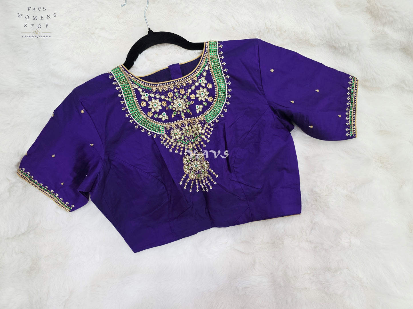 Royal Amethyst Pure Jasmine Silk Jewellery Maggam Work Blouse | 38-44