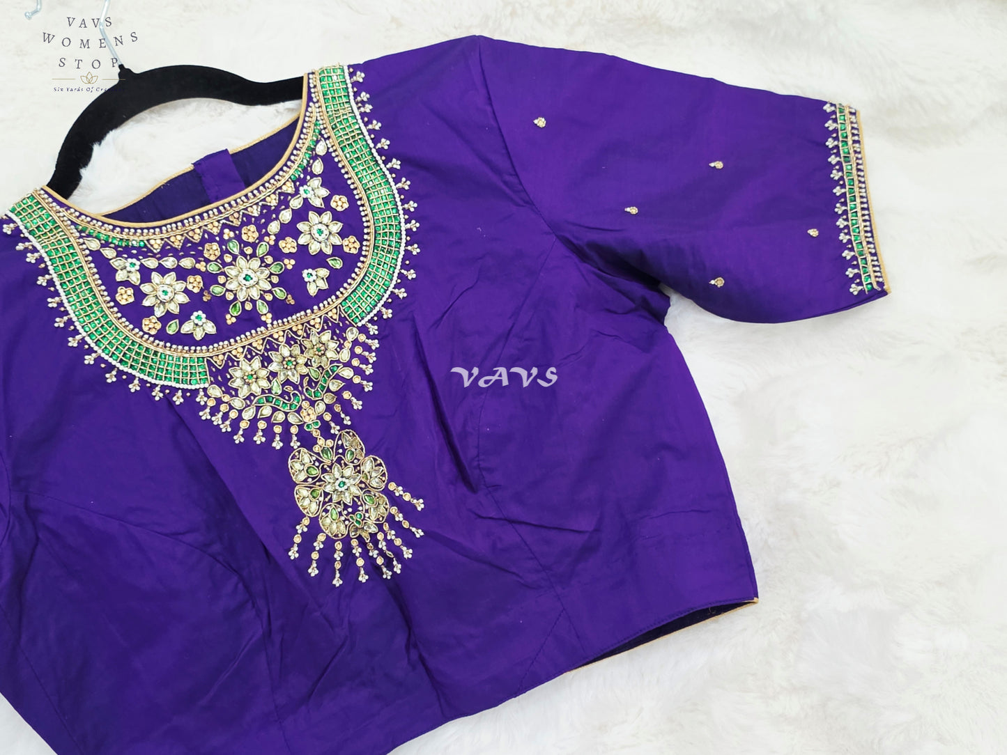Royal Amethyst Pure Jasmine Silk Jewellery Maggam Work Blouse | 38-44