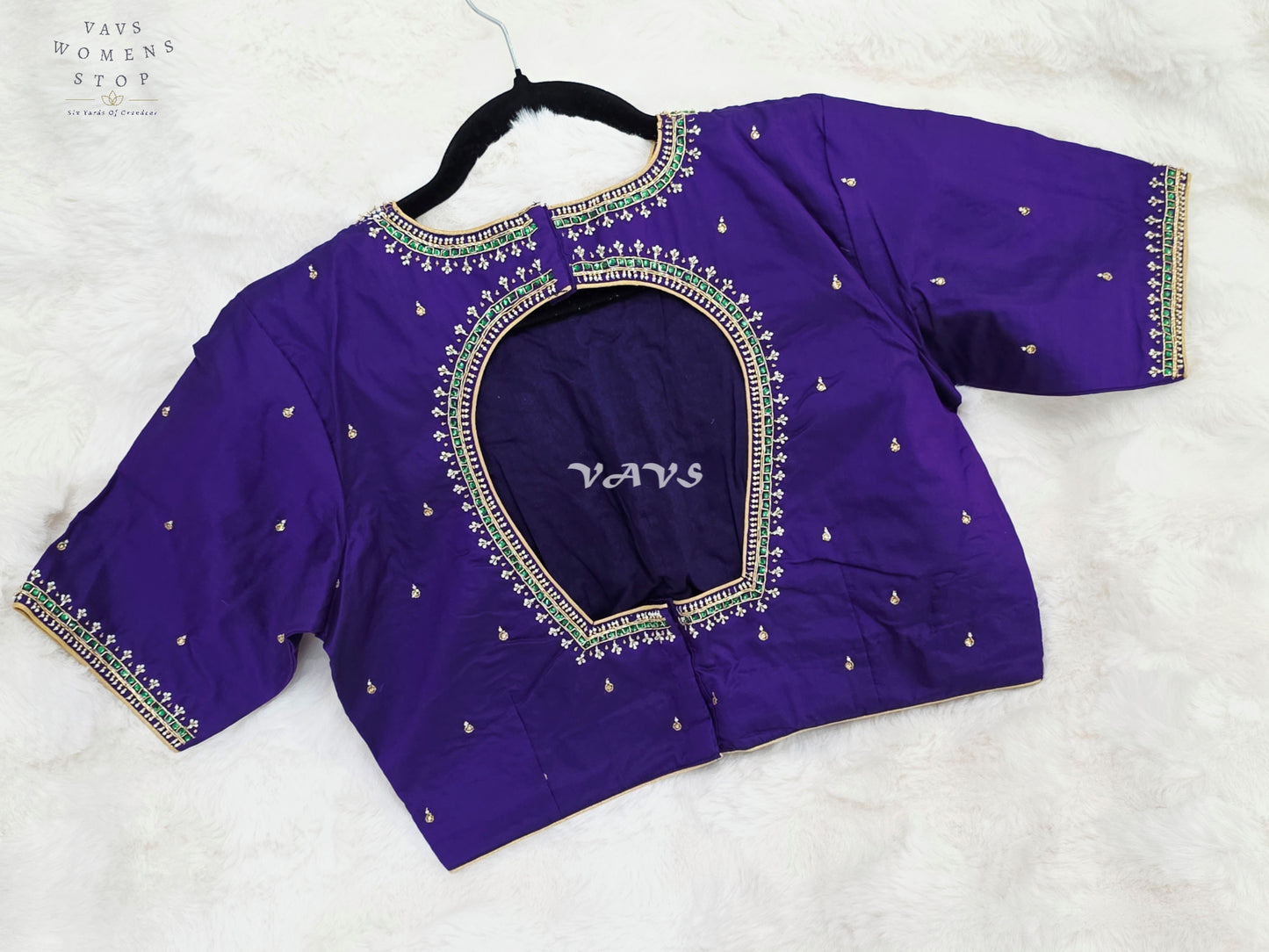 Royal Amethyst Pure Jasmine Silk Jewellery Maggam Work Blouse | 38-44