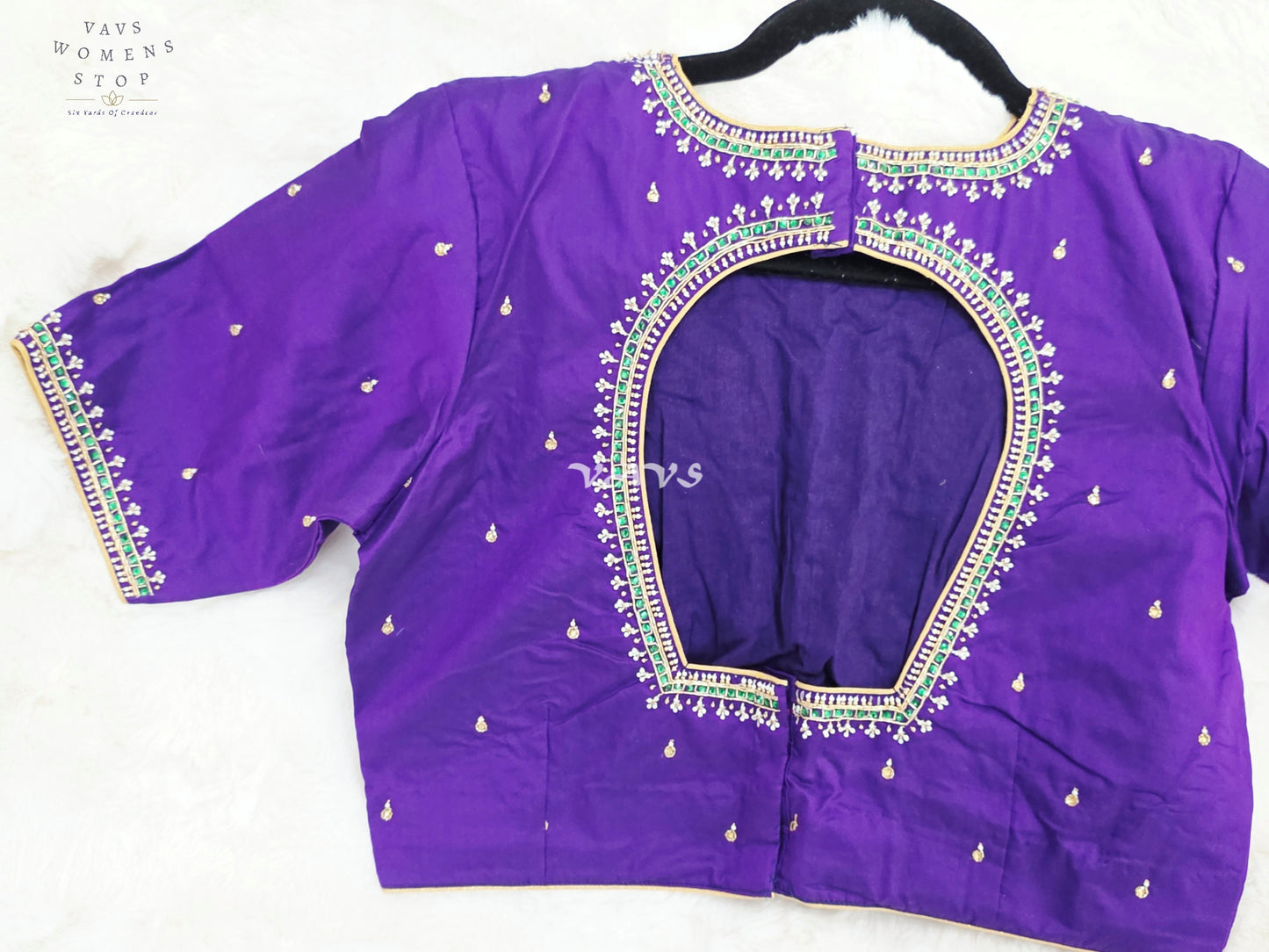 Royal Amethyst Pure Jasmine Silk Jewellery Maggam Work Blouse | 38-44