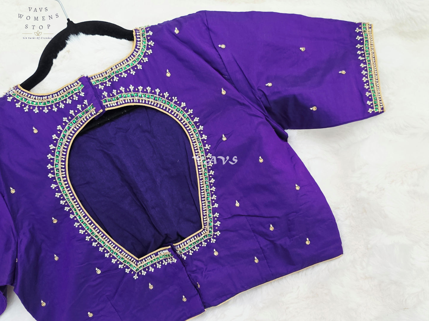 Royal Amethyst Pure Jasmine Silk Jewellery Maggam Work Blouse | 38-44