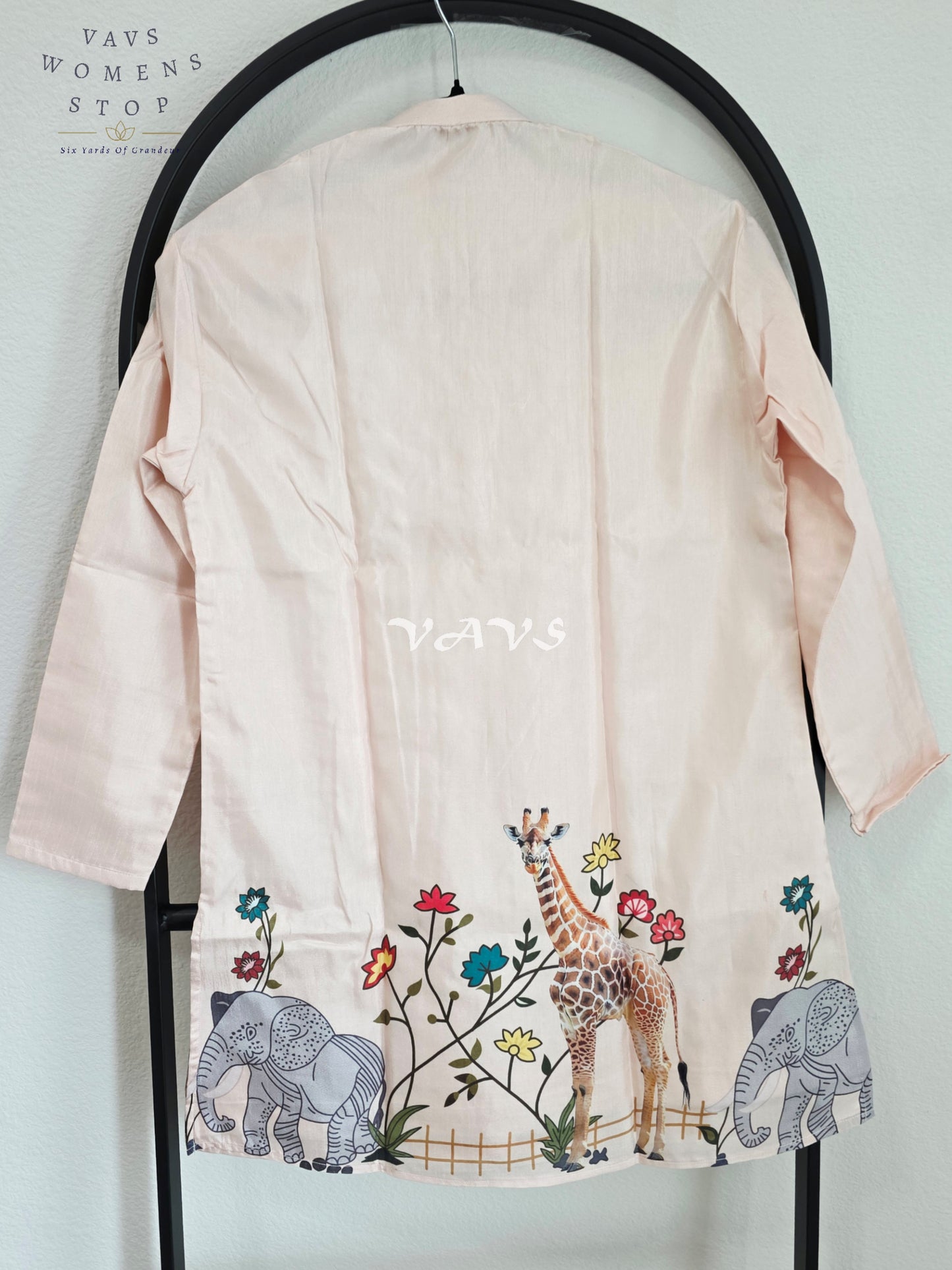 Regal Blush Ivory Soft Tussar Silk Giraffe & Elephant Designer Boy’s Kurta – Age 10