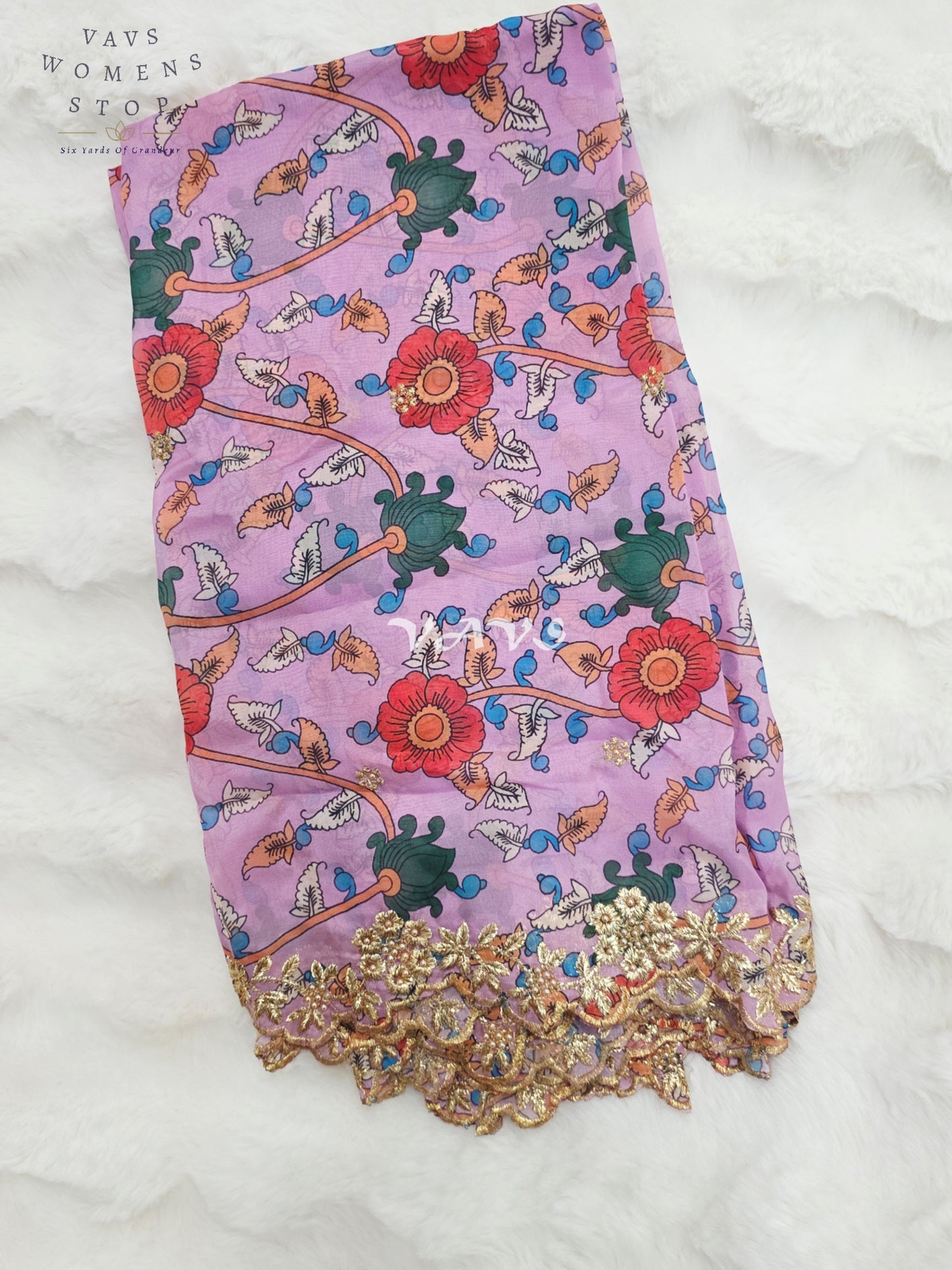 Soft Organza Kalamkari Cutwork Duppata