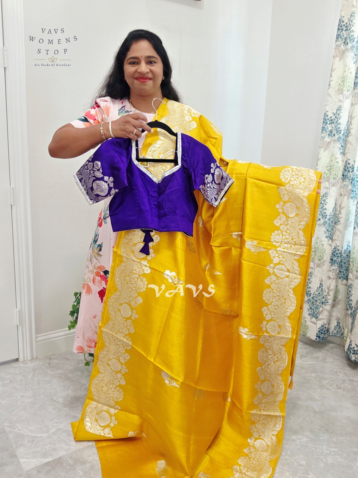 Royal Sunshine Yellow Pure Mango Benarasi Silk Saree with Ready Blouse