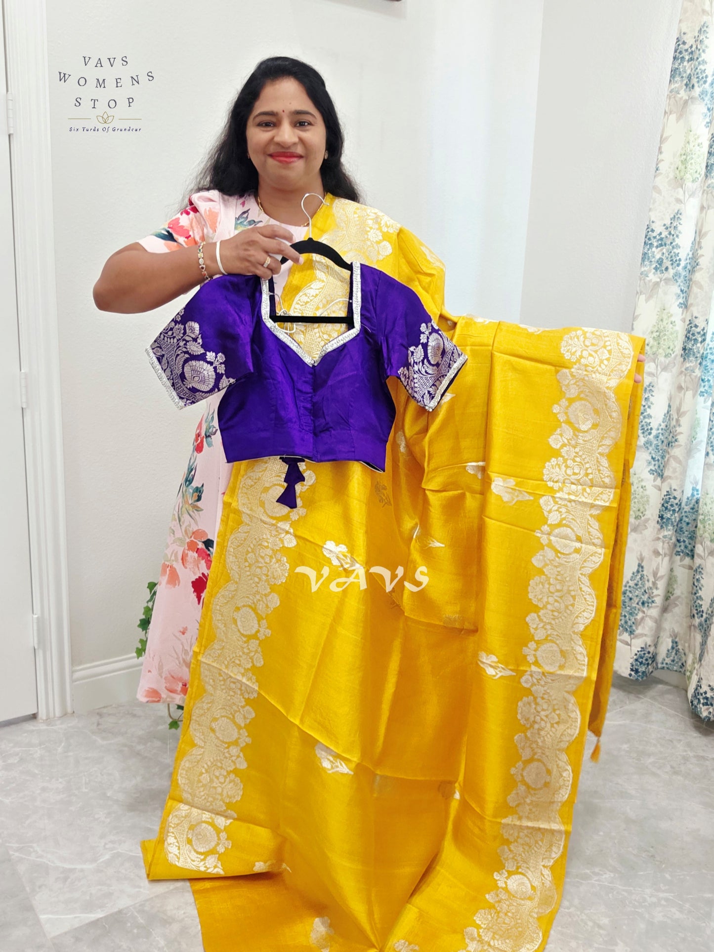 Royal Sunshine Yellow Pure Mango Benarasi Silk Saree with Ready Blouse