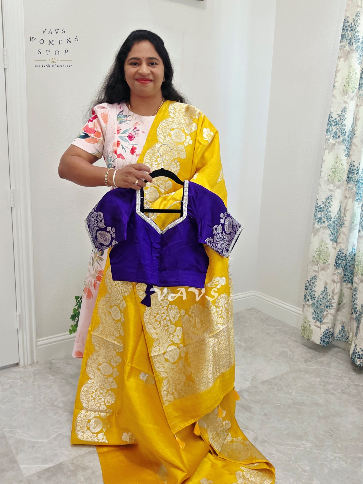 Royal Sunshine Yellow Pure Mango Benarasi Silk Saree with Ready Blouse