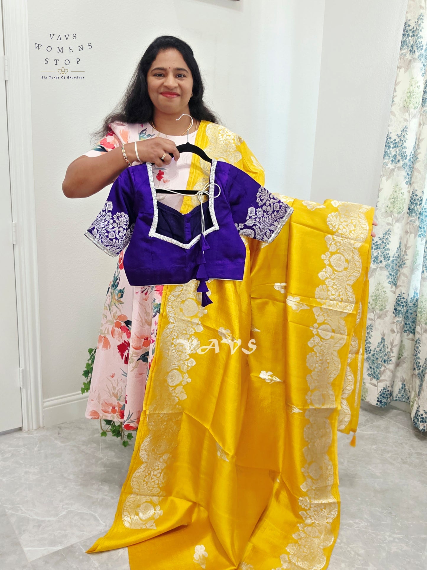 Royal Sunshine Yellow Pure Mango Benarasi Silk Saree with Ready Blouse