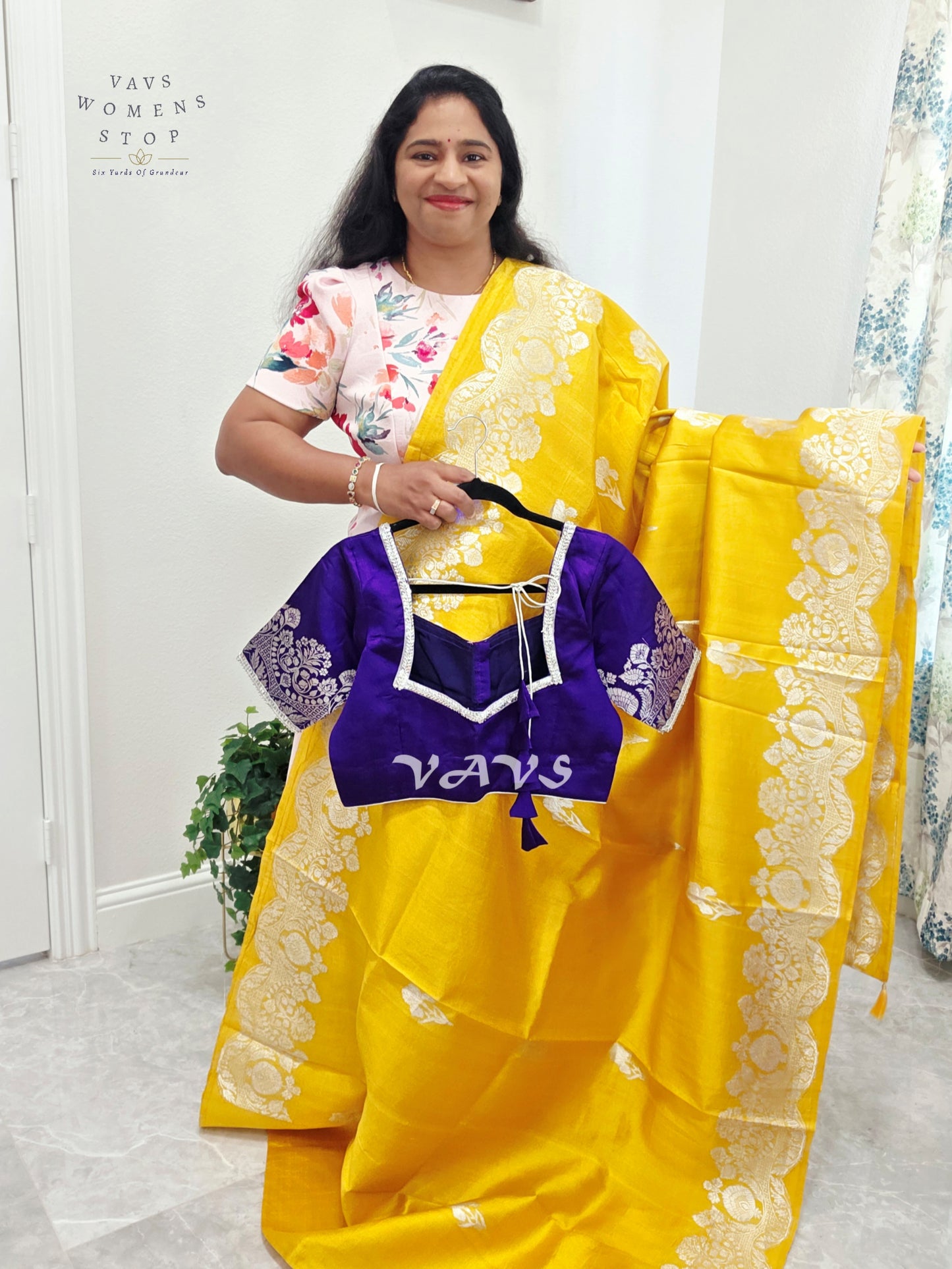 Royal Sunshine Yellow Pure Mango Benarasi Silk Saree with Ready Blouse