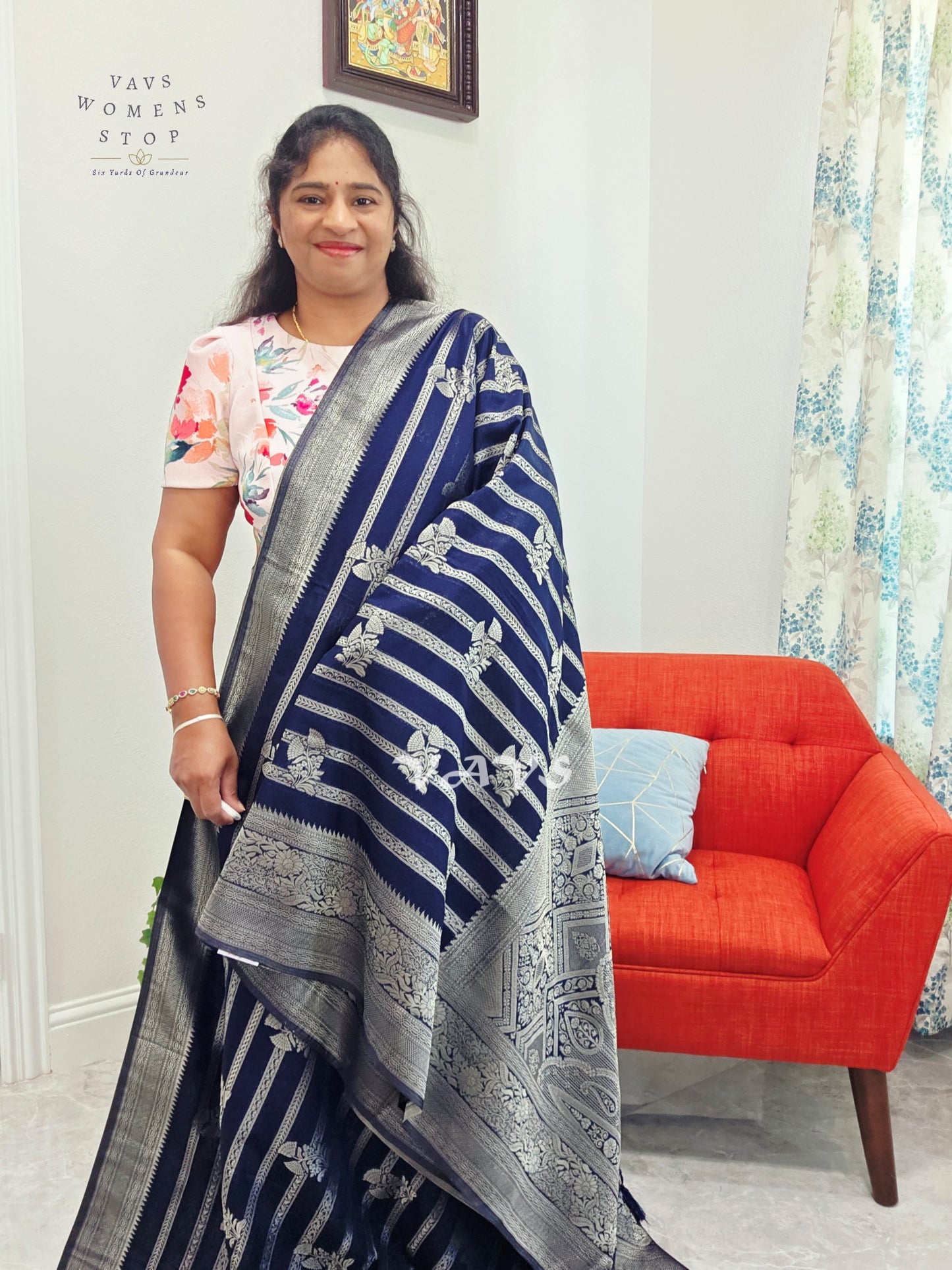 Semi Crepe Benarasi Silk Saree - Silver Net Designer Blouse
