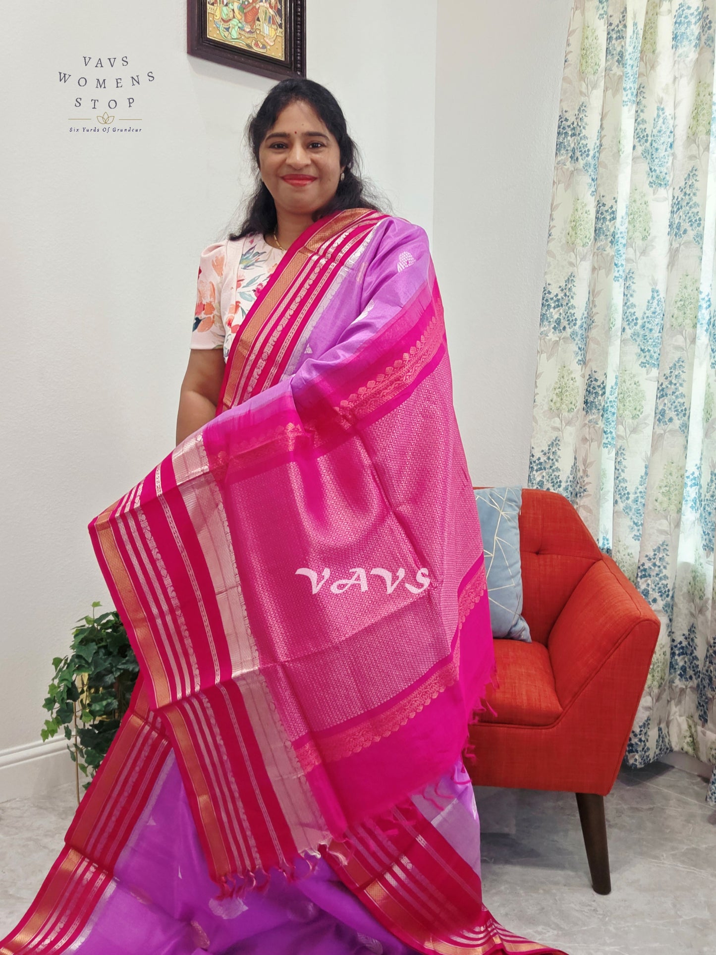 Pure Gadwal Silk Cotton Handloom Traditional Lines Border Pattern Saree - Blouse – Traditional Wedding & Festive Wear