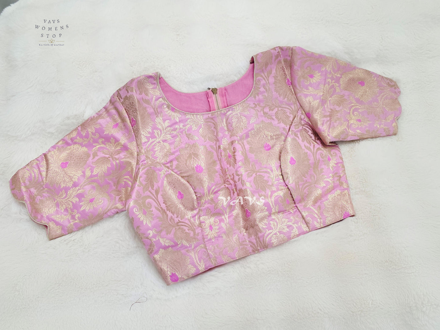 Lotus Blush Banarasi Brocade Zari Blouse | Size 36–42