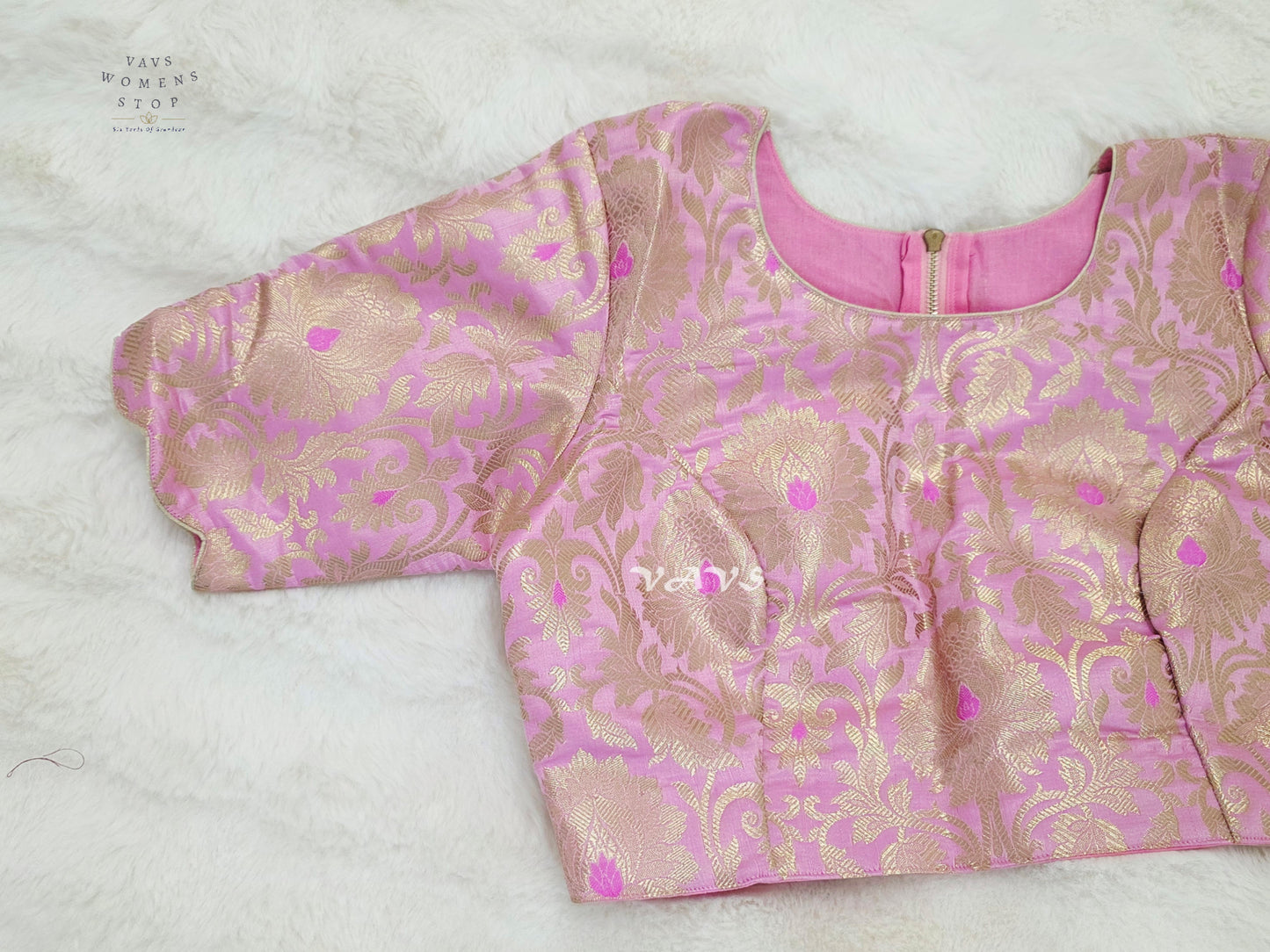 Lotus Blush Banarasi Brocade Zari Blouse | Size 36–42