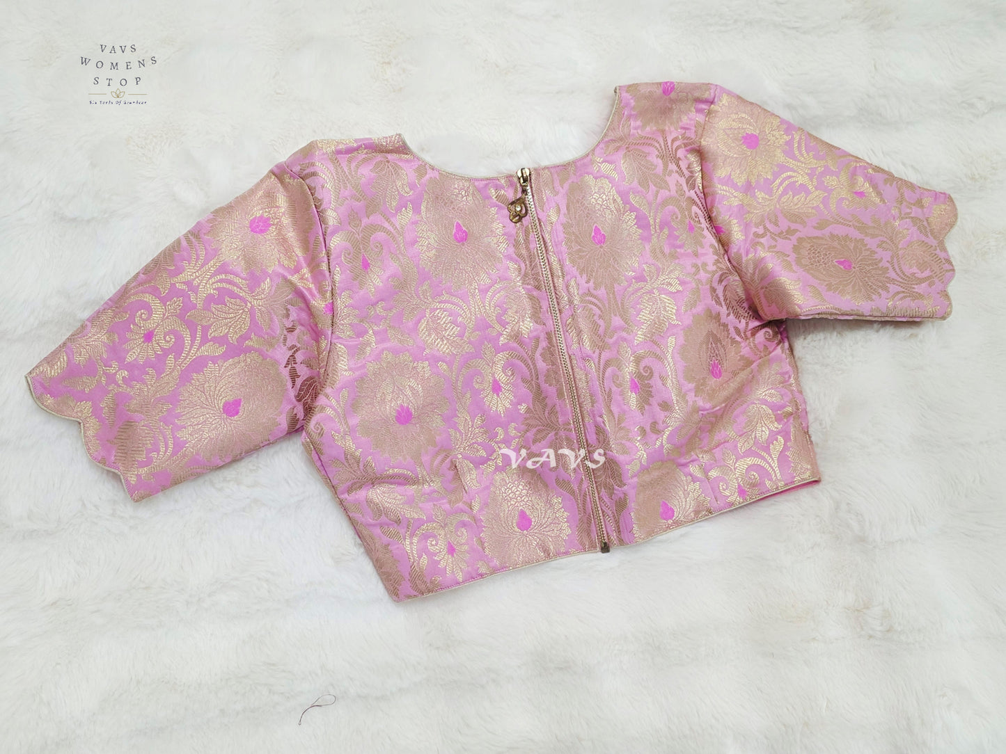 Lotus Blush Banarasi Brocade Zari Blouse | Size 36–42