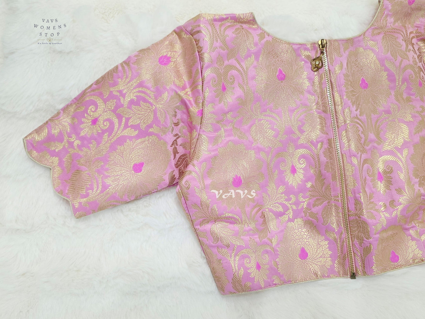 Lotus Blush Banarasi Brocade Zari Blouse | Size 36–42