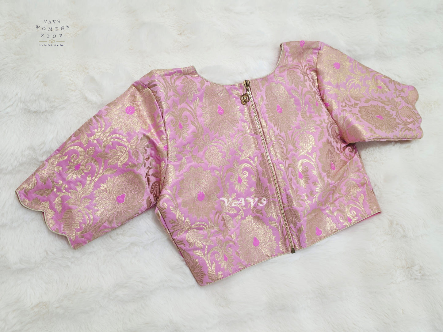 Lotus Blush Banarasi Brocade Zari Blouse | Size 36–42