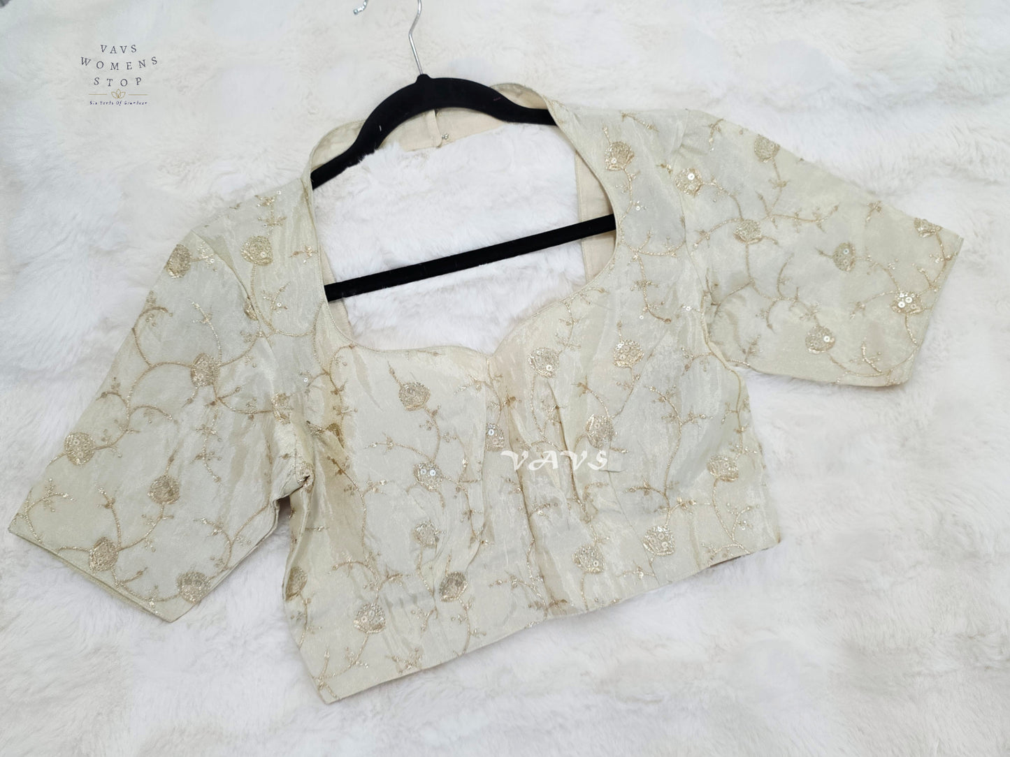 Moonlit Ivory Tissue Floral Sequin Blouse | Size 36–42