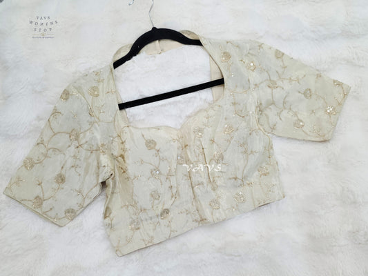 Moonlit Ivory Tissue Floral Sequin Blouse | Size 36–42