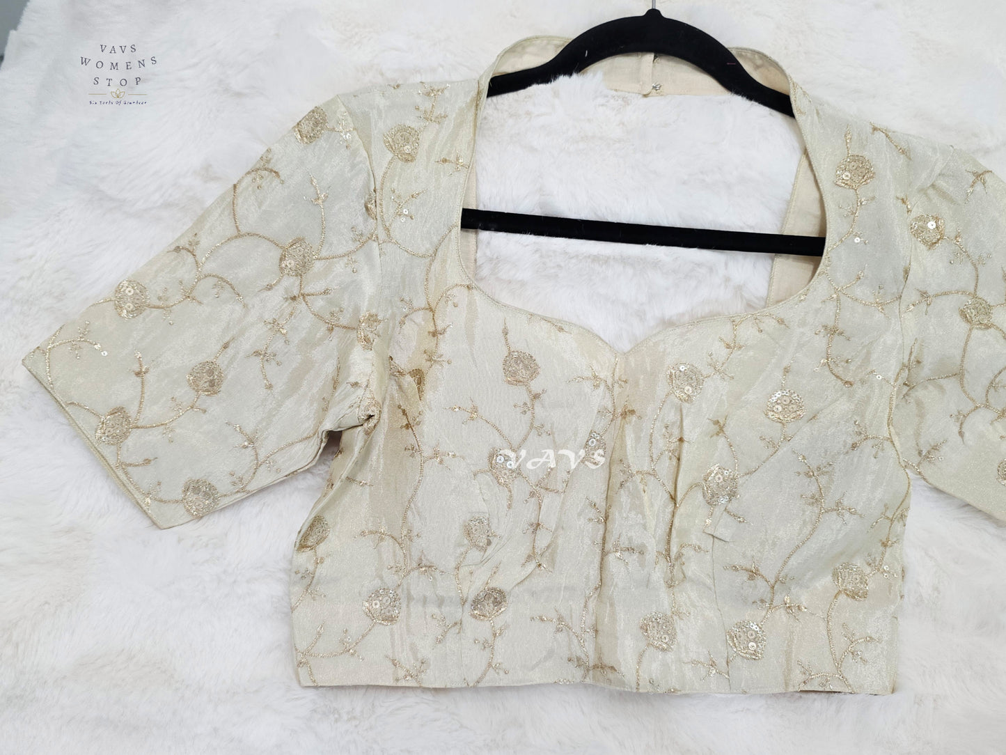 Moonlit Ivory Tissue Floral Sequin Blouse | Size 36–42